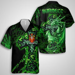 Burnett Hawaiian Shirts Celtic Cross And Dragon Style