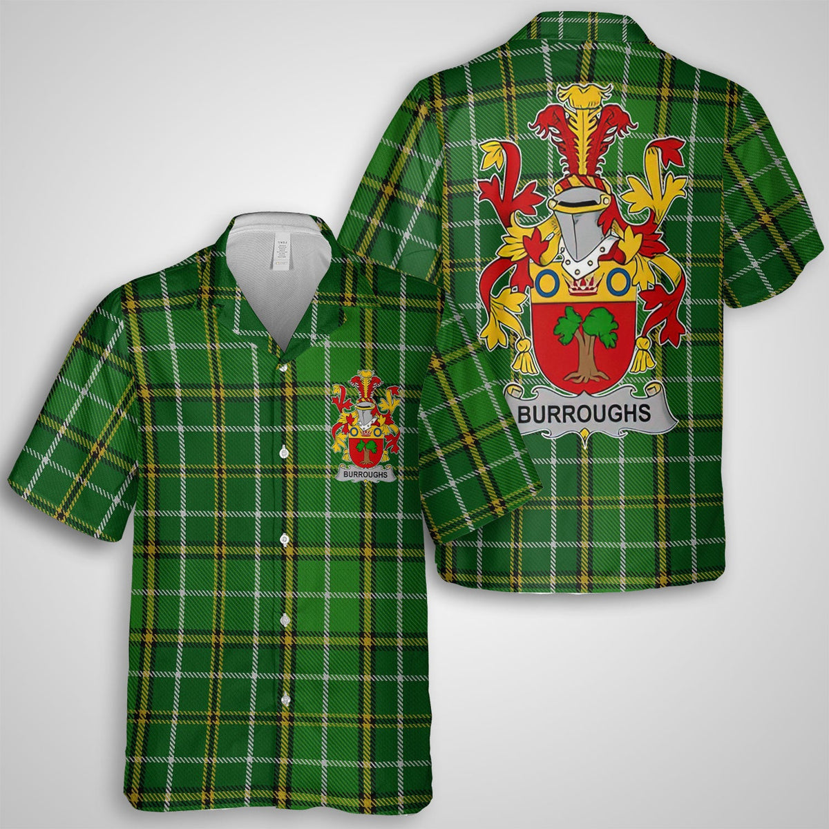 Burroughs Hawaiian Shirts Crest And National Plaid Style