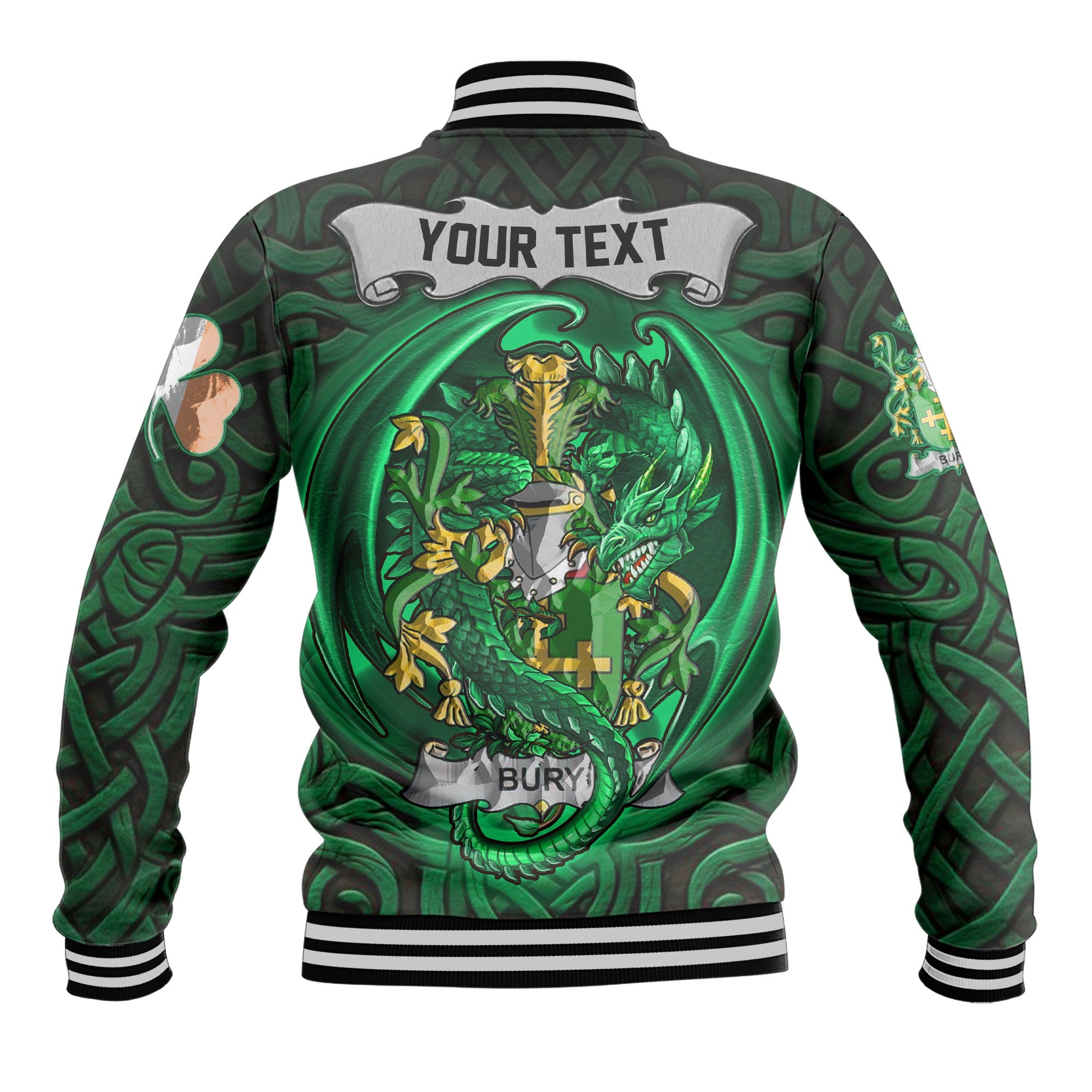 Bury or Berry Baseball Jackets The Green Dragon Of Ireland Style