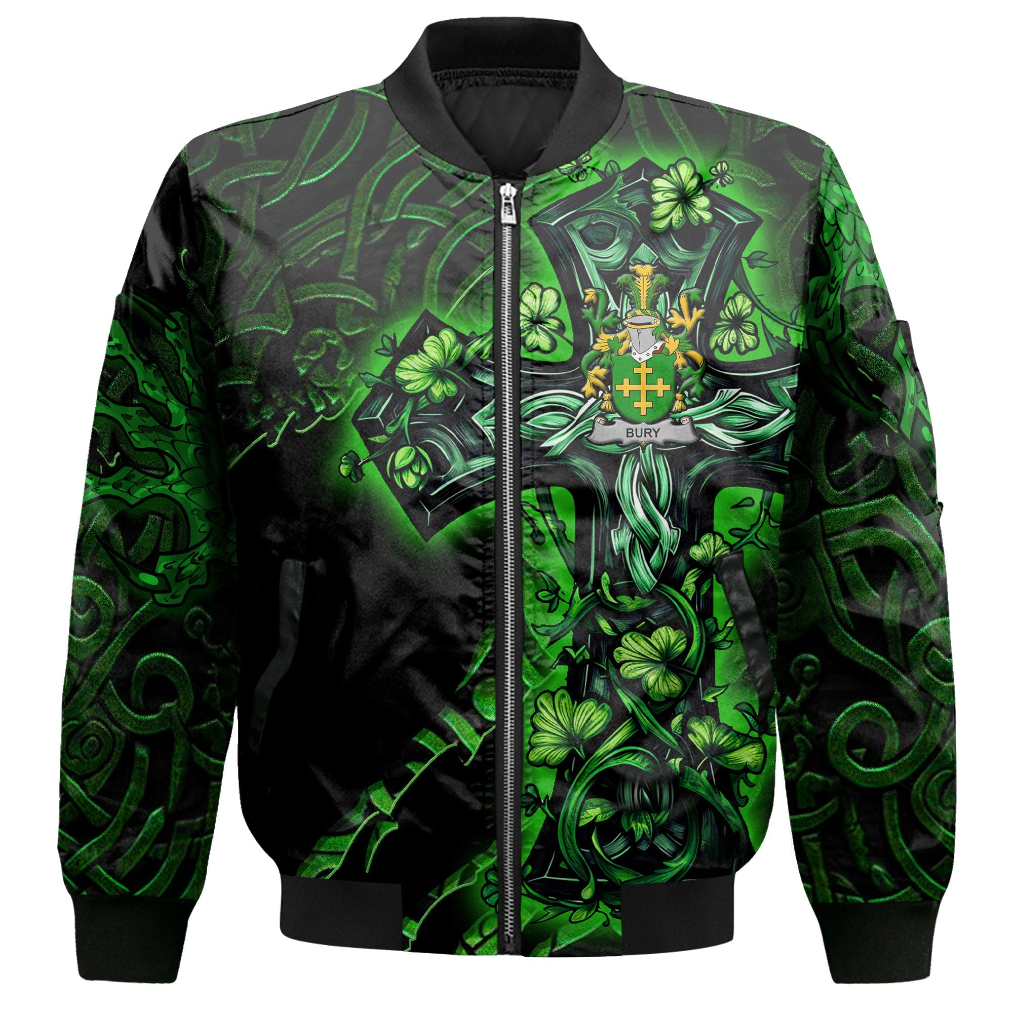 Bury or Berry Bomber Jackets Celtic Cross And Dragon Style