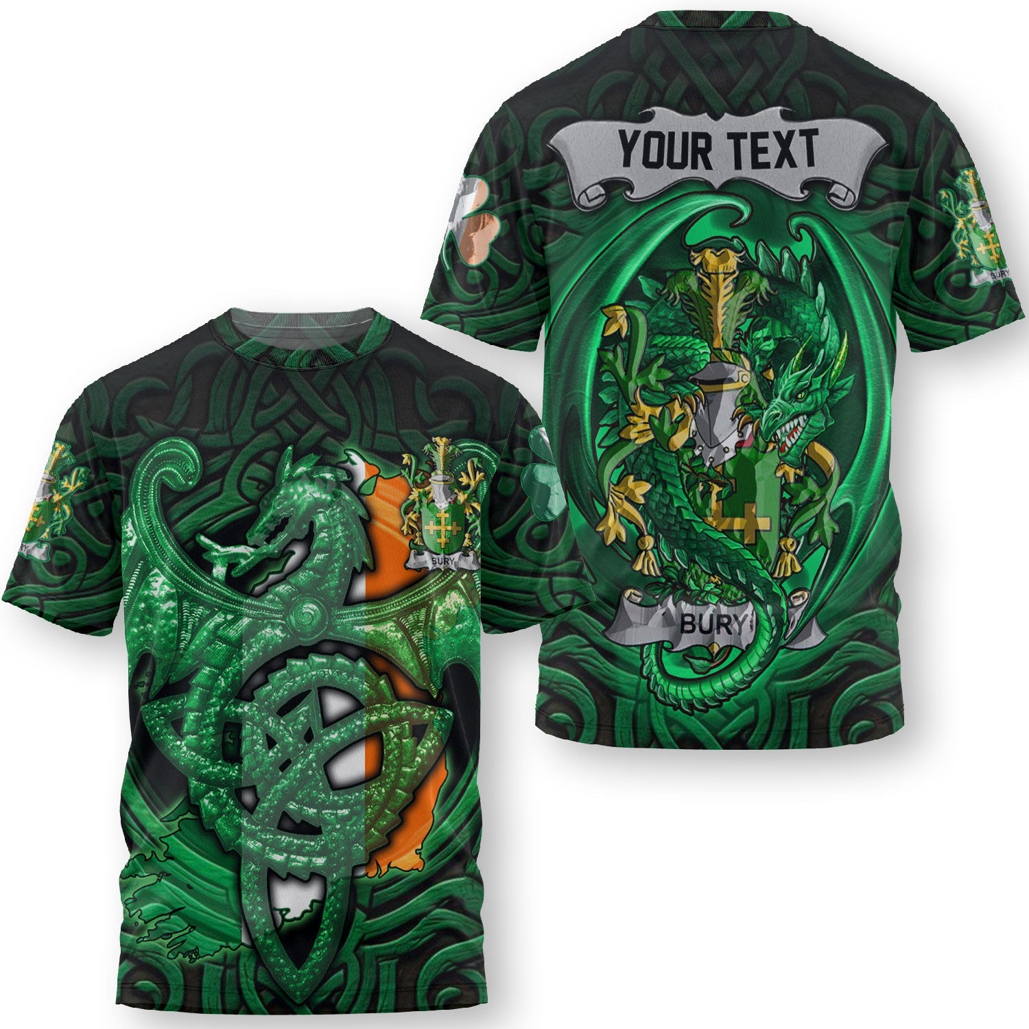 Bury or Berry T-Shirts The Green Dragon Of Ireland Style