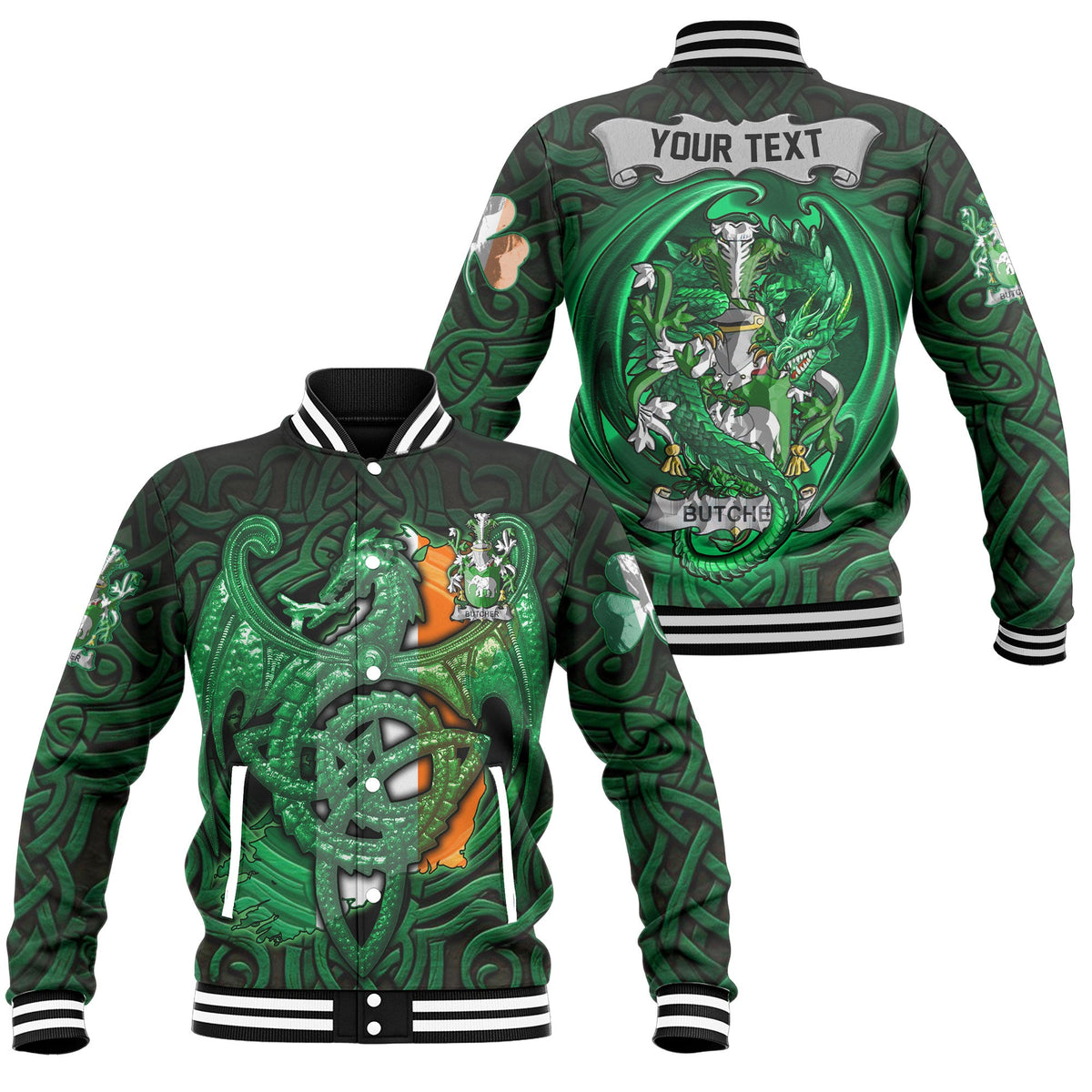 Butcher Baseball Jackets The Green Dragon Of Ireland Style