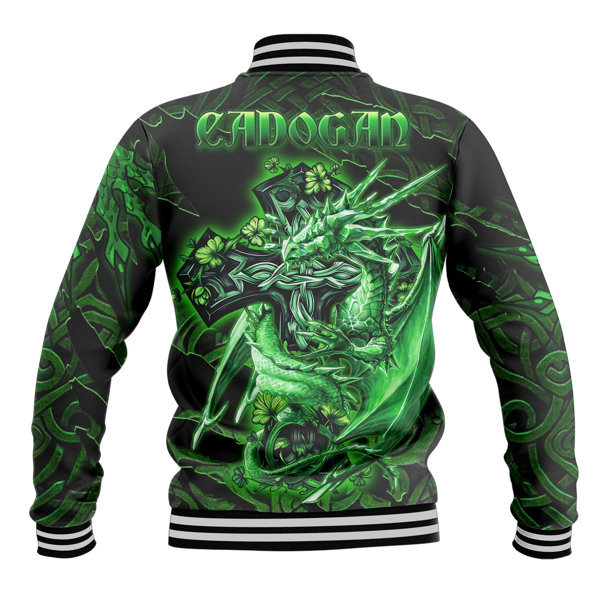 Cadogan Baseball Jackets Celtic Cross And Dragon Style