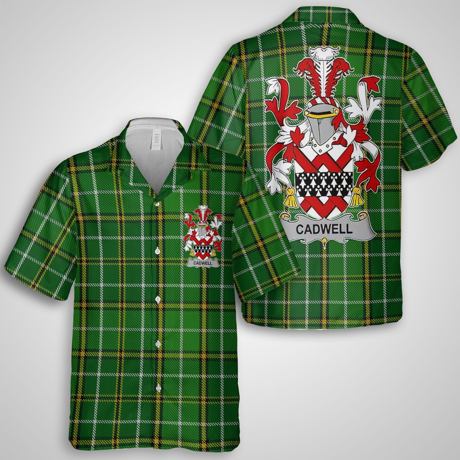 Cadwell or Caddell Hawaiian Shirts Crest And National Plaid Style