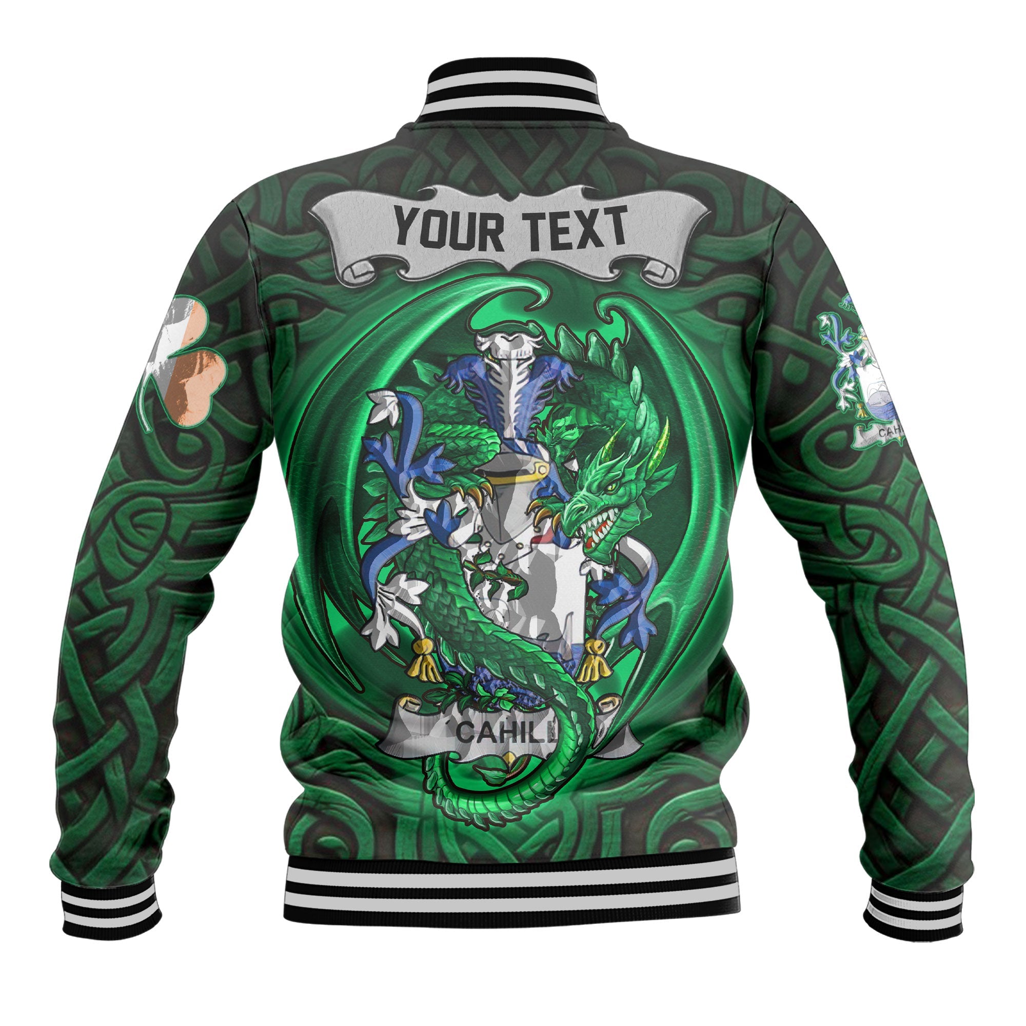 Cahill or O Cahill Baseball Jackets The Green Dragon Of Ireland Style