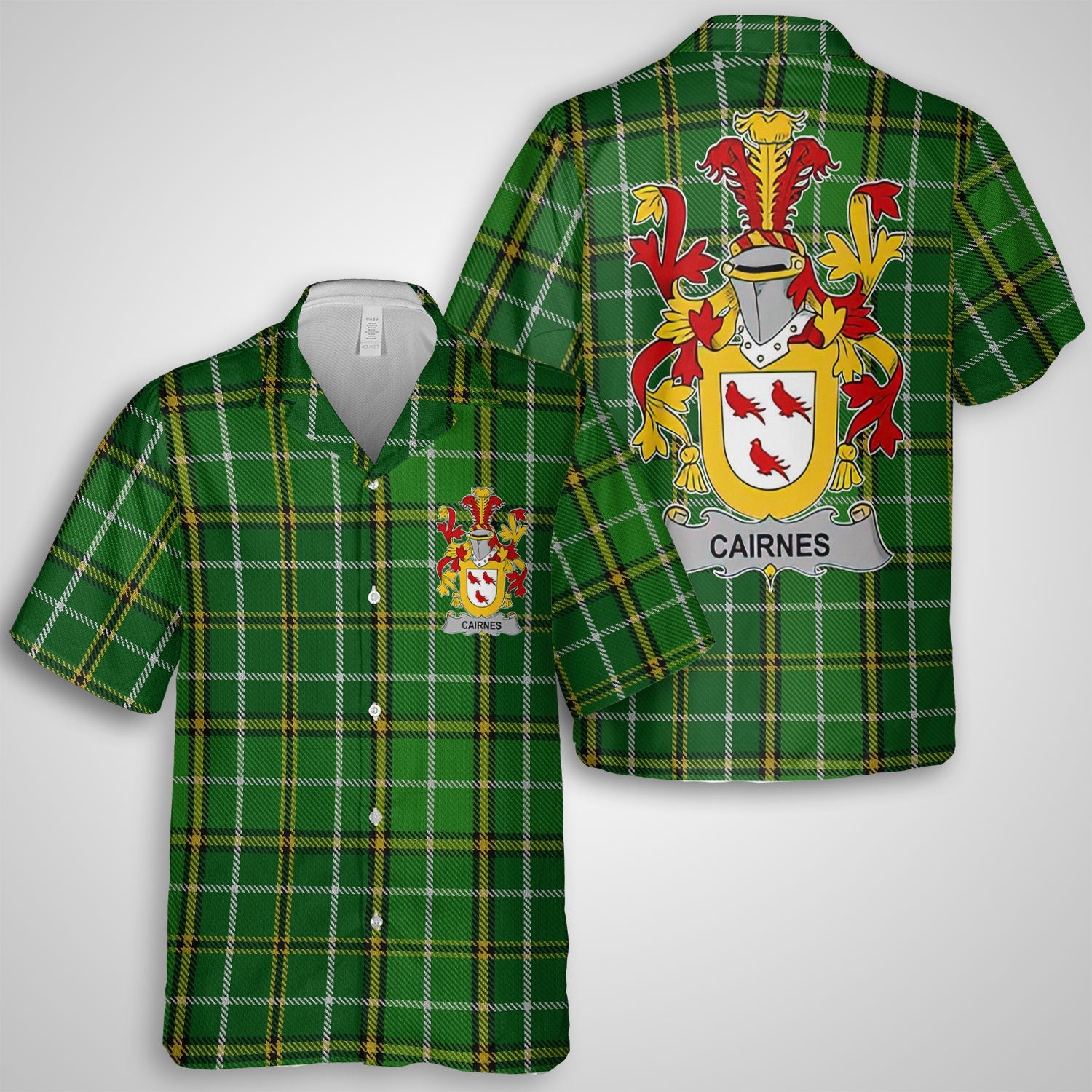 Cairnes Hawaiian Shirts Crest And National Plaid Style