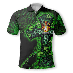 Cairnes Polo Shirts Celtic Cross And Dragon Style