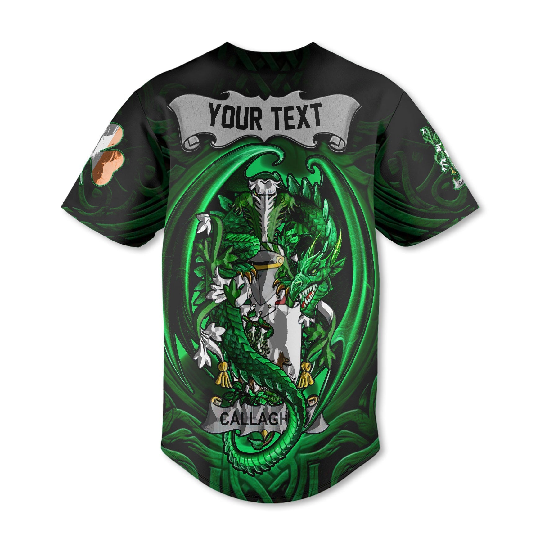 Callaghan or O Callaghan Baseball Jerseys The Green Dragon Of Ireland Style