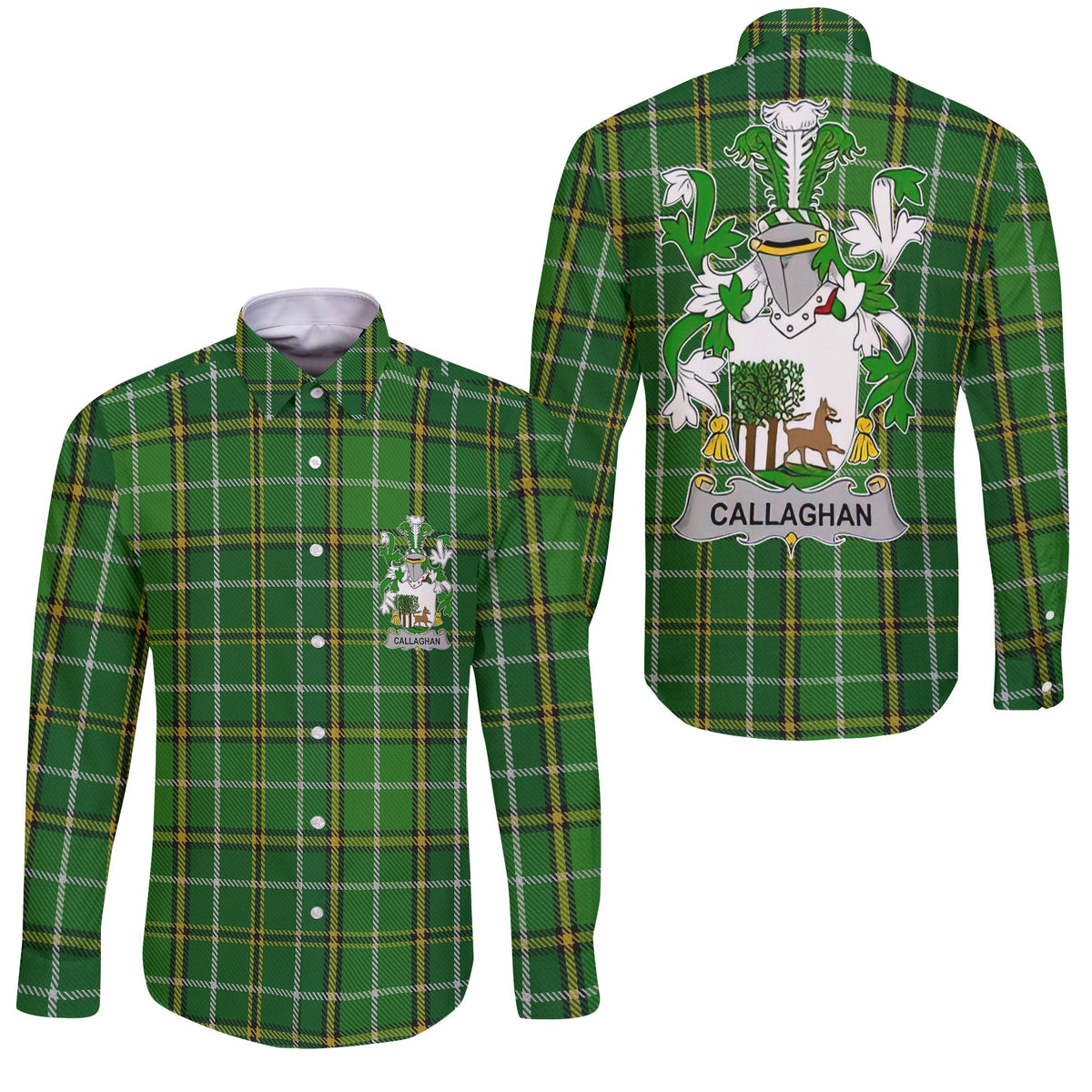 Callaghan or O Callaghan Long Sleeve Button Shirts Crest And National Plaid Style