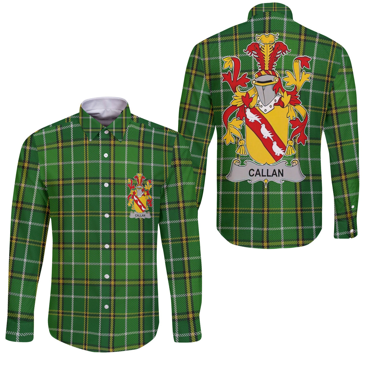 Callan or O Callan Long Sleeve Button Shirts Crest And National Plaid Style