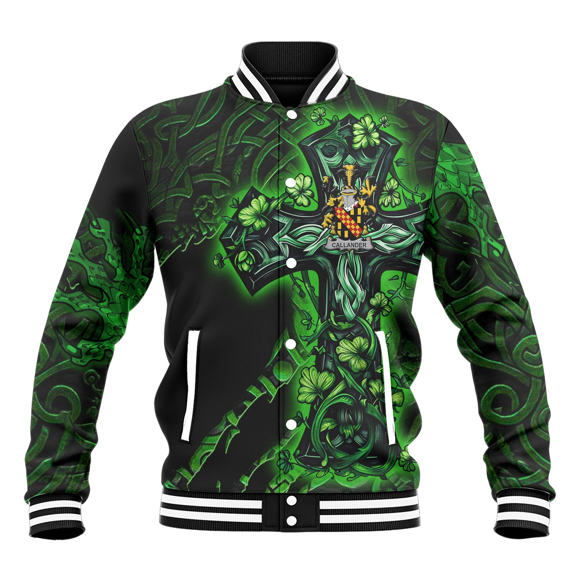 Callander Baseball Jackets Celtic Cross And Dragon Style