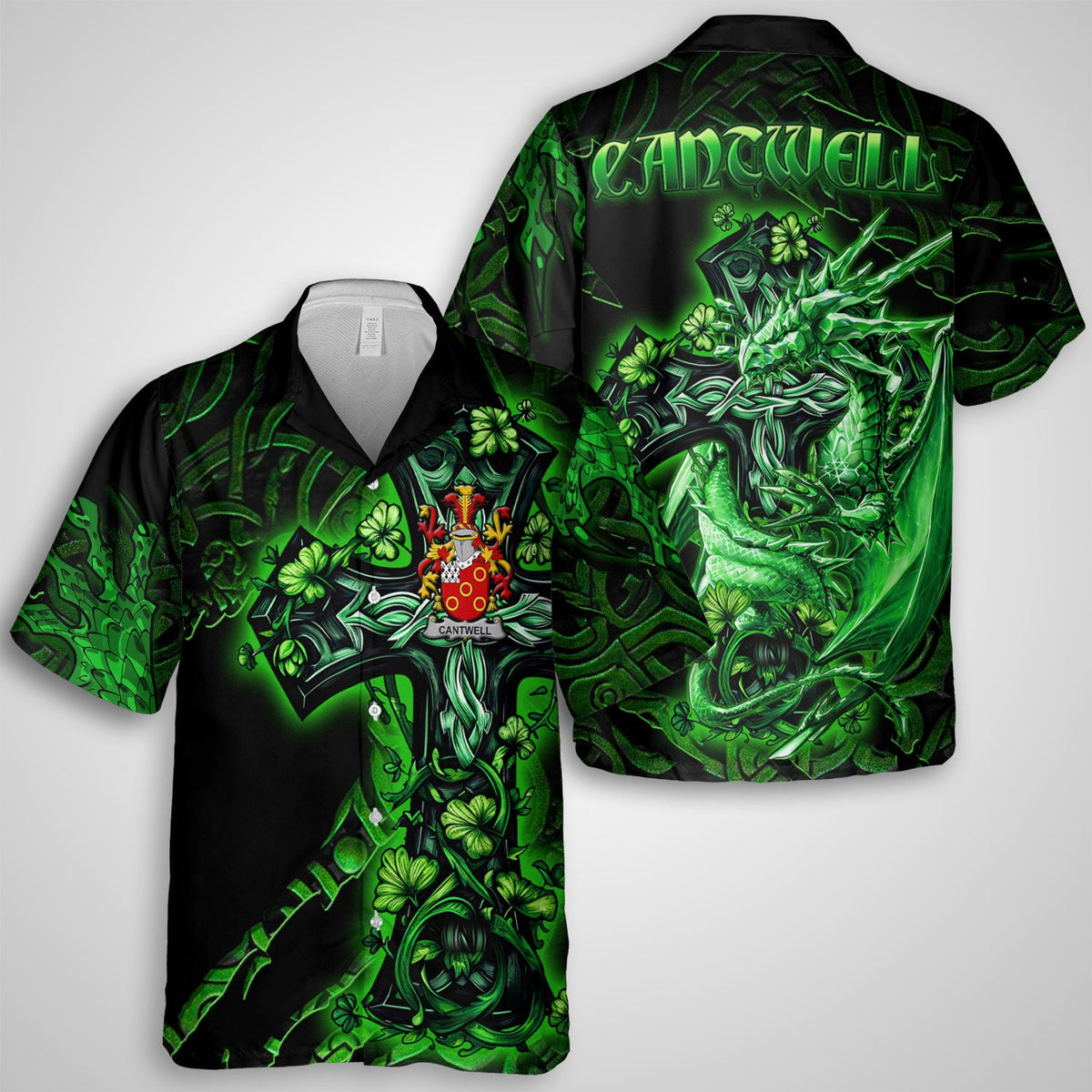 Cantwell Hawaiian Shirts Celtic Cross And Dragon Style