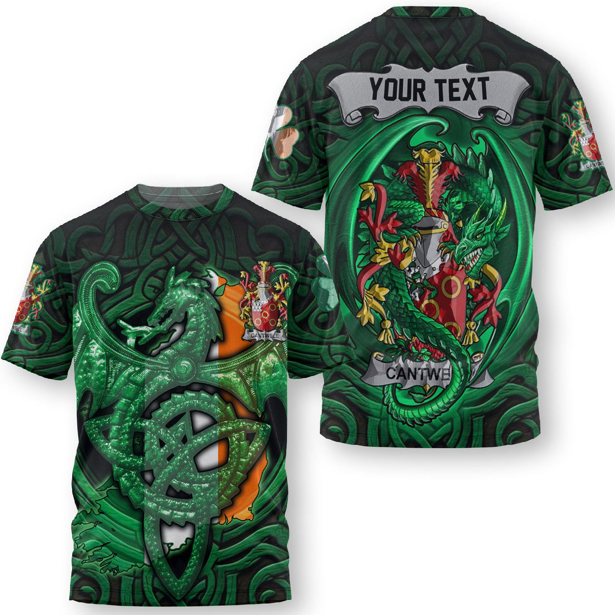 Cantwell T-Shirts The Green Dragon Of Ireland Style