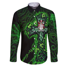 Carden Long Sleeve Button Shirts Celtic Cross And Dragon Style