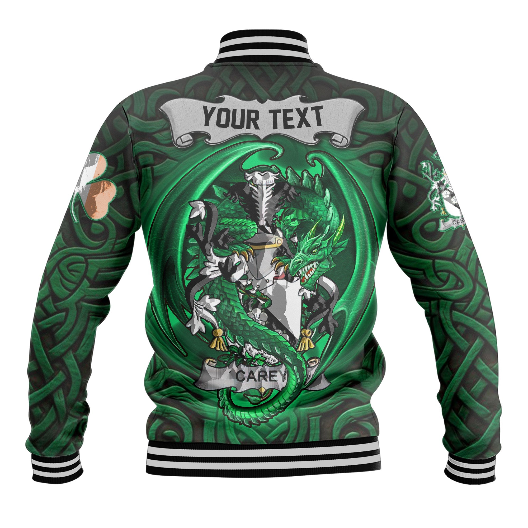 Carey or Cary Baseball Jackets The Green Dragon Of Ireland Style