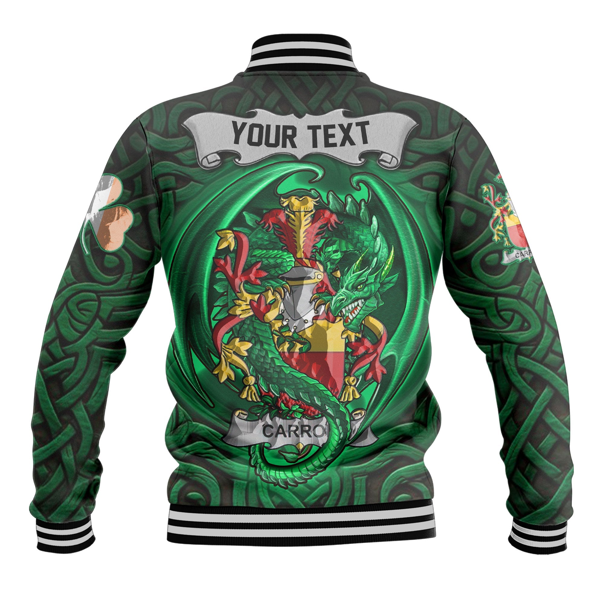 Carron Baseball Jackets The Green Dragon Of Ireland Style