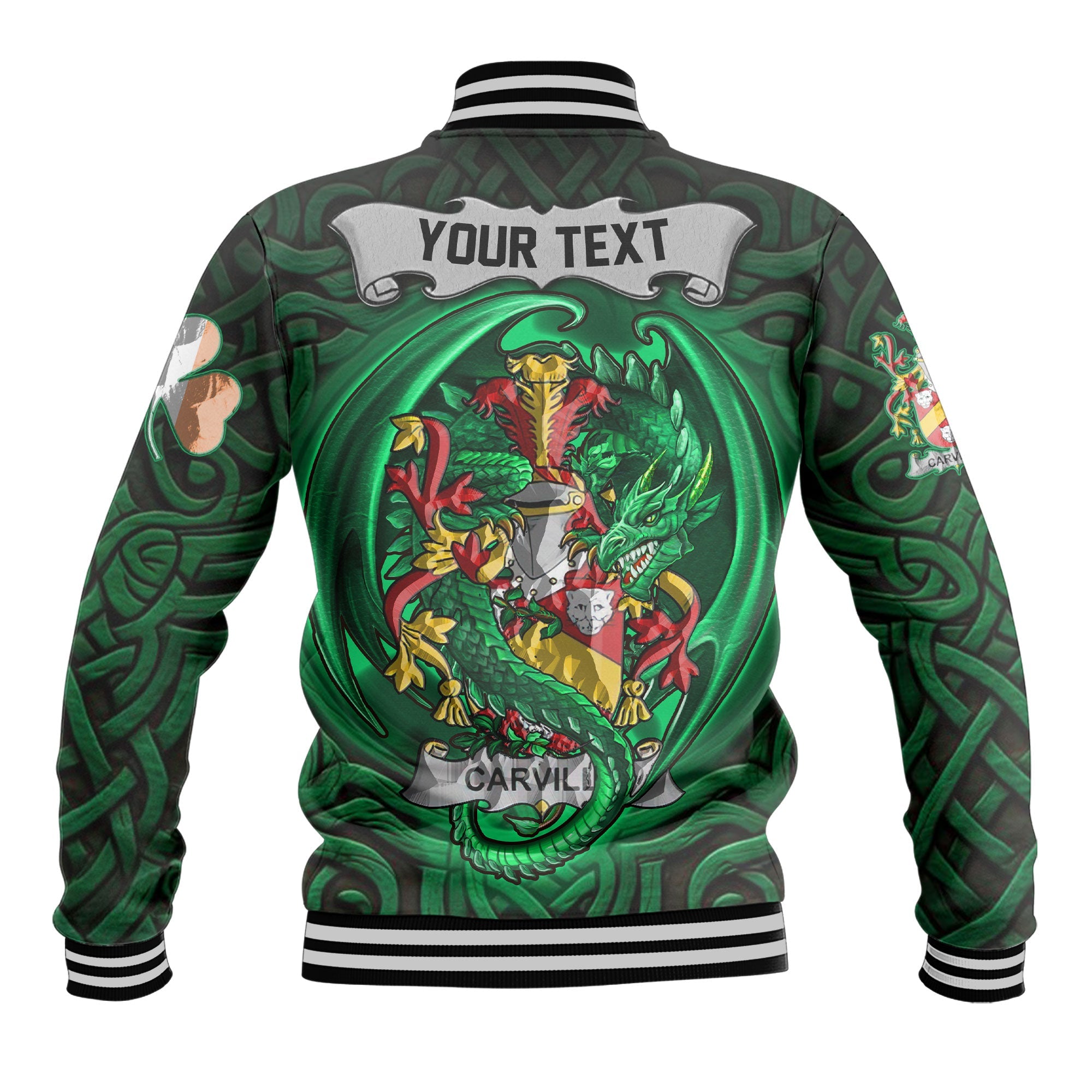 Carville or McCarville Baseball Jackets The Green Dragon Of Ireland Style