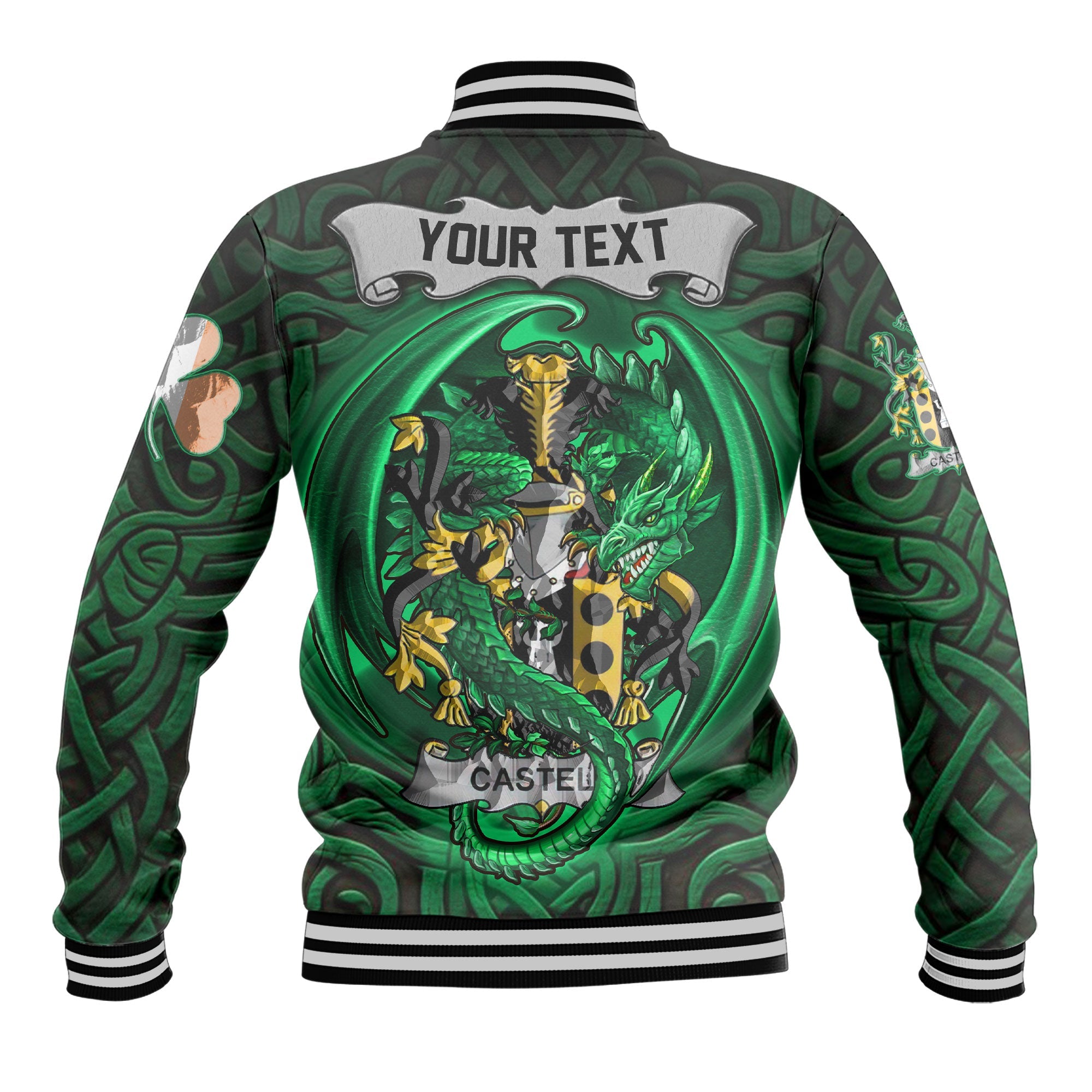 Castell Baseball Jackets The Green Dragon Of Ireland Style