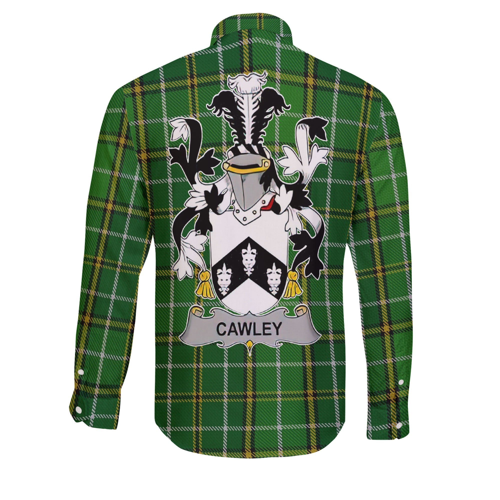 Cawley or Cauley Long Sleeve Button Shirts Crest And National Plaid Style