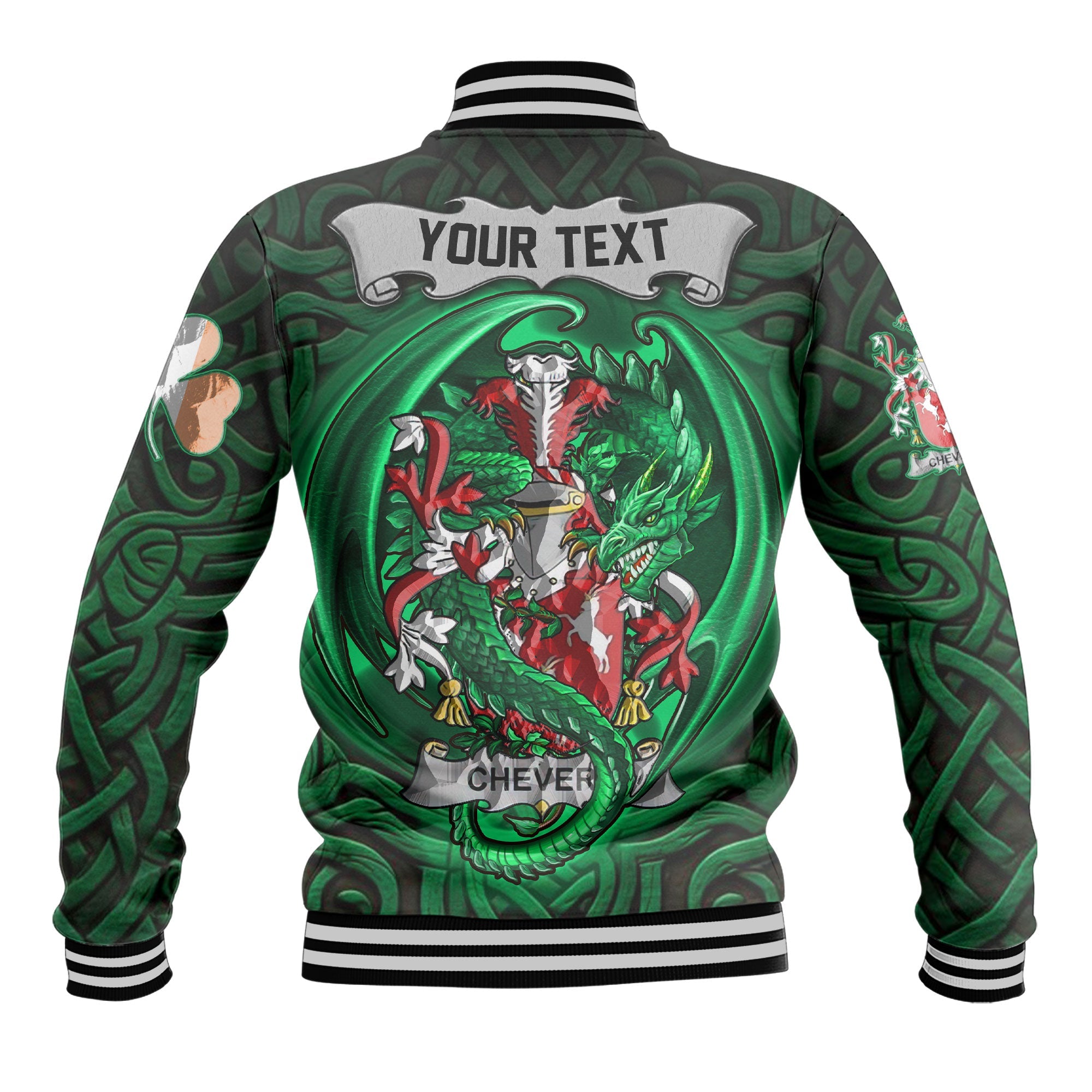 Chevers Baseball Jackets The Green Dragon Of Ireland Style