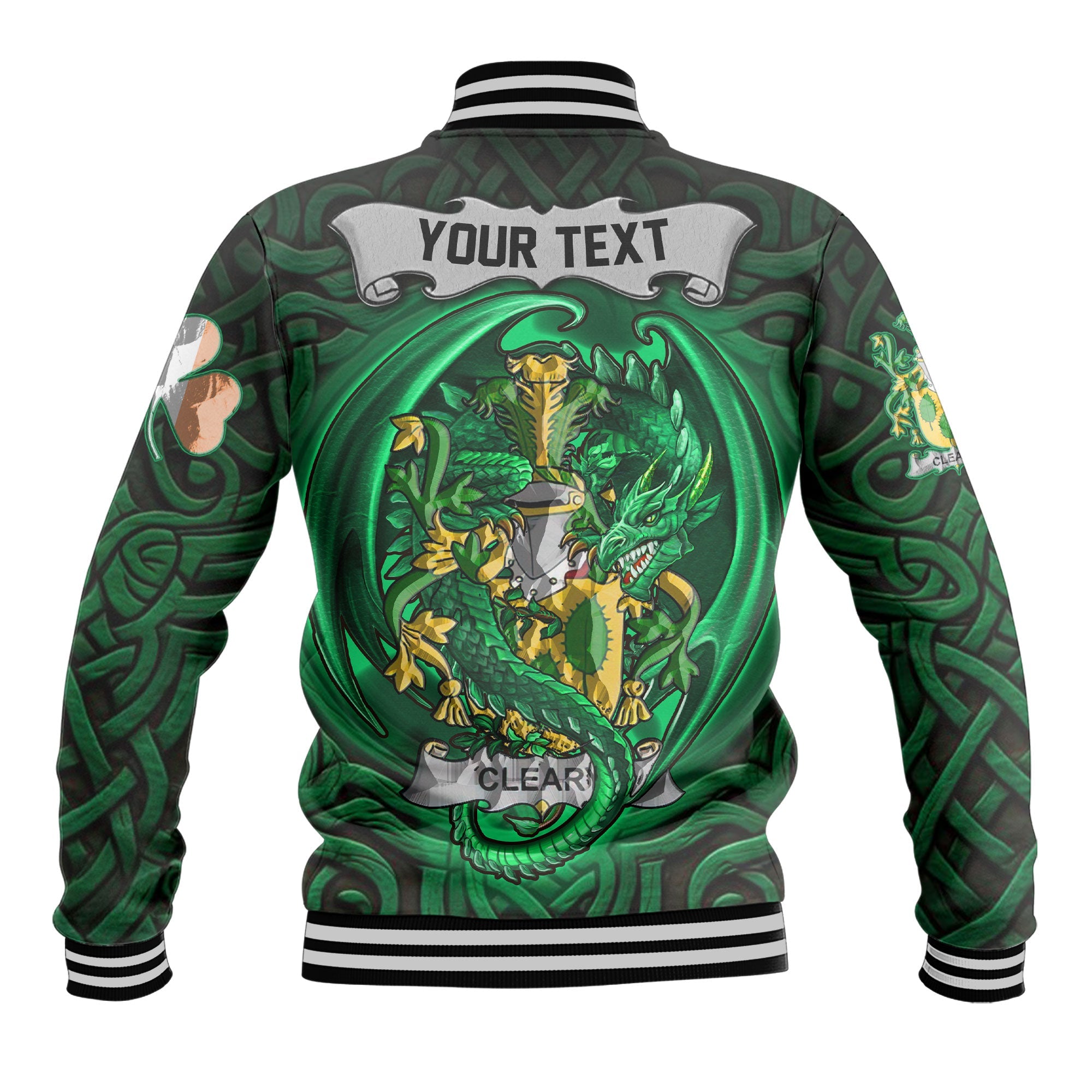 Cleary or O Clery Baseball Jackets The Green Dragon Of Ireland Style