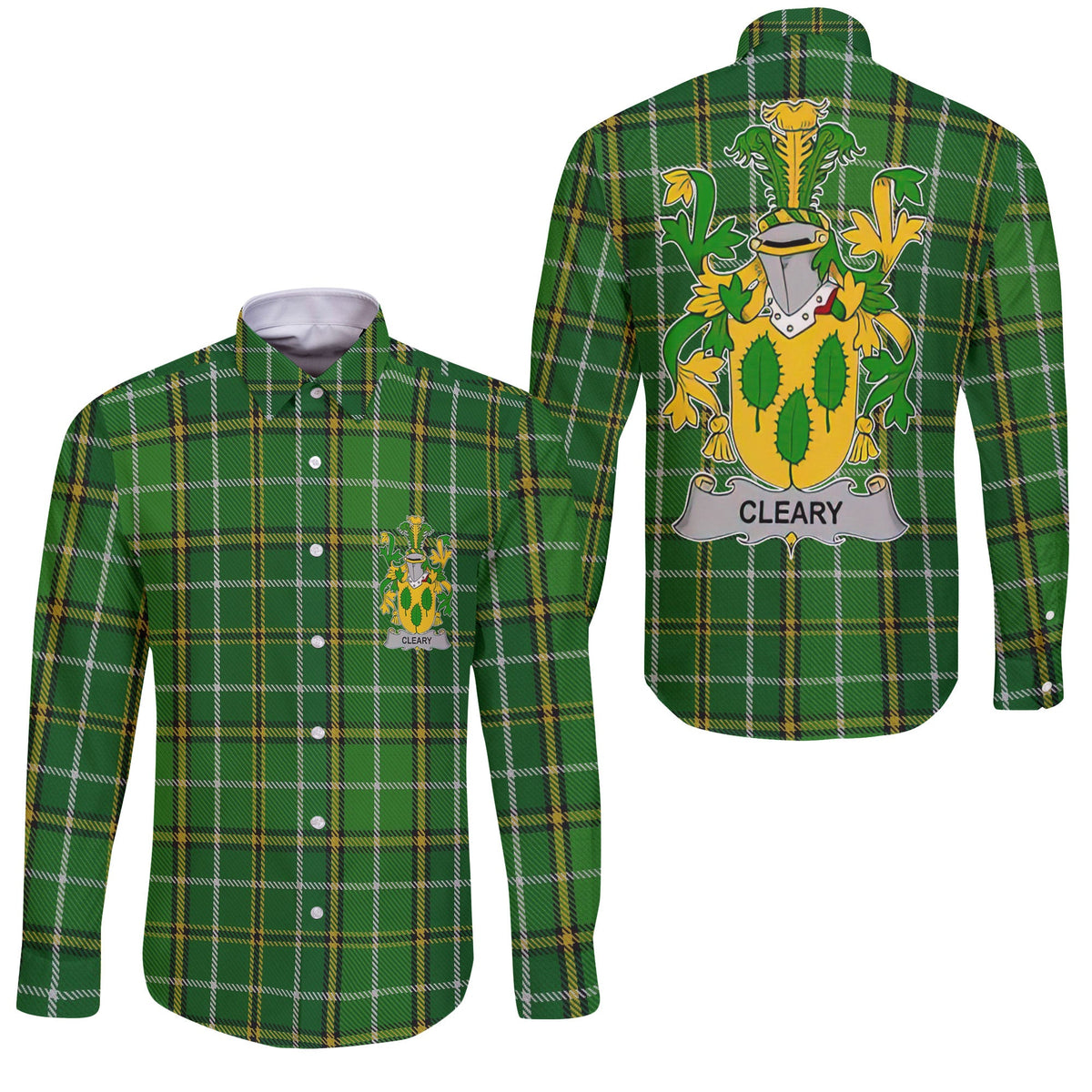 Cleary or O Clery Long Sleeve Button Shirts Crest And National Plaid Style