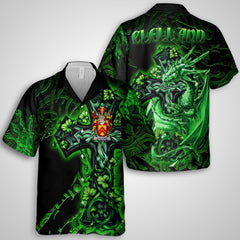 Clelland or McClelland Hawaiian Shirts Celtic Cross And Dragon Style