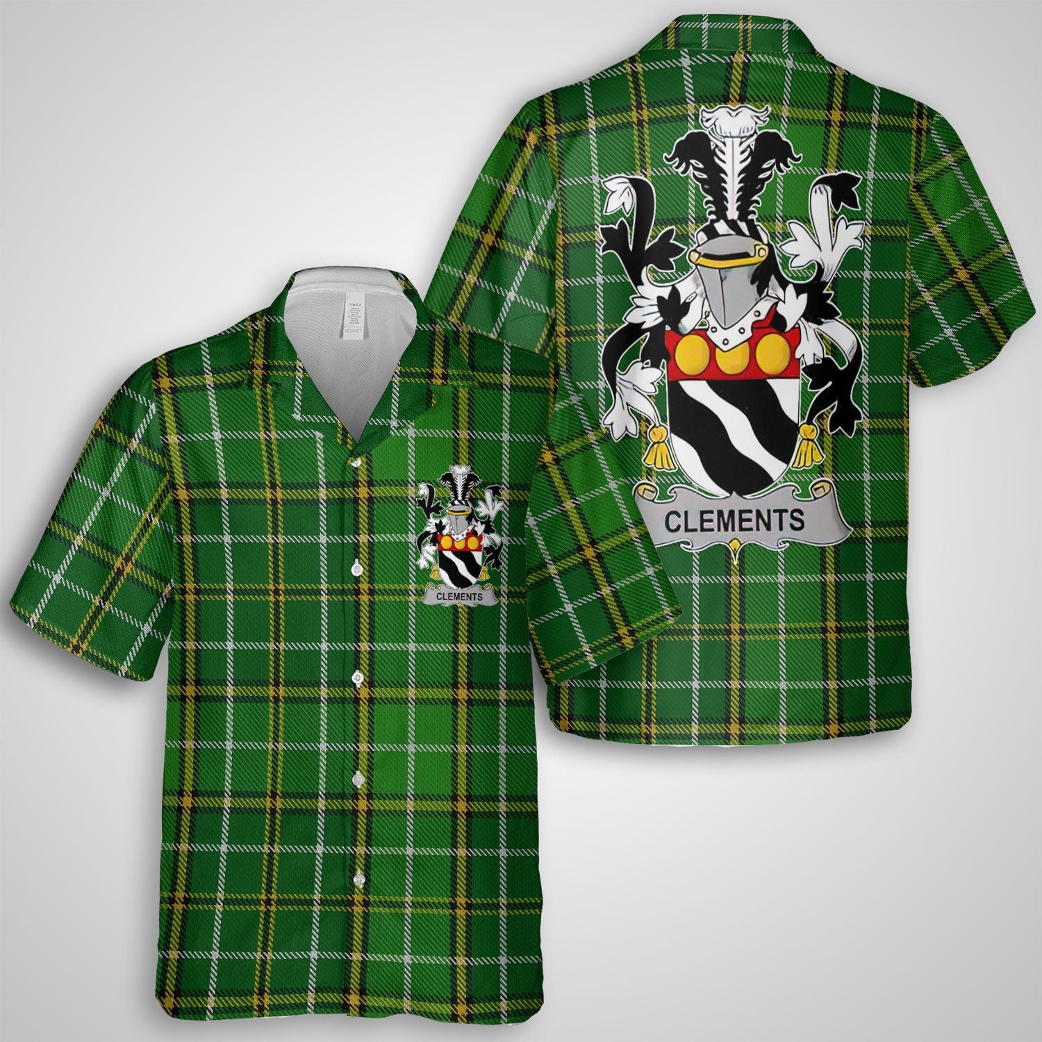 Clements Hawaiian Shirts Crest And National Plaid Style