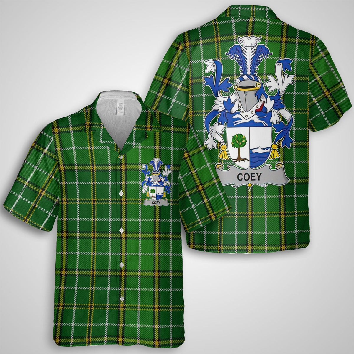 Coey or McCoey Hawaiian Shirts Crest And National Plaid Style