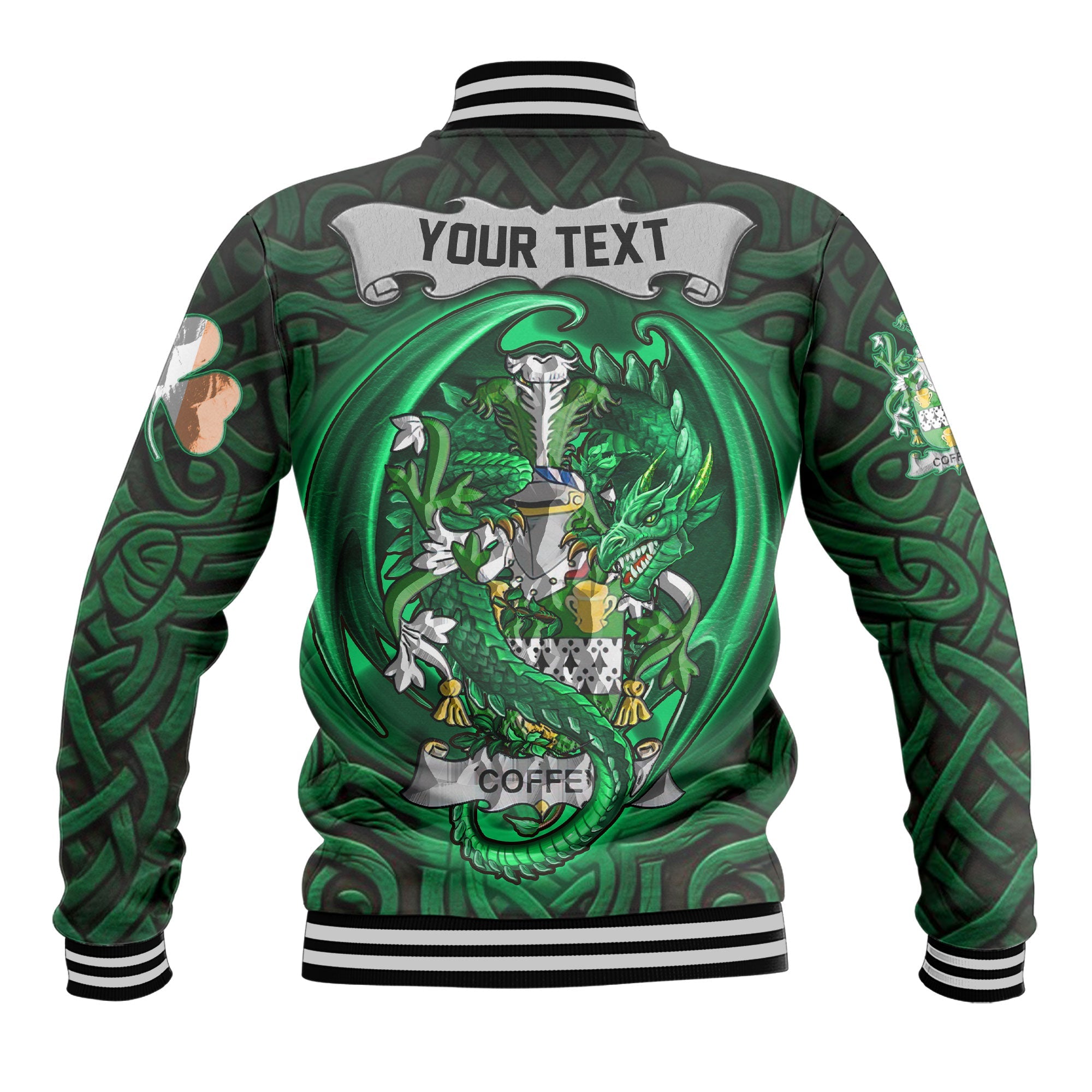 Coffey or O Coffey Baseball Jackets The Green Dragon Of Ireland Style