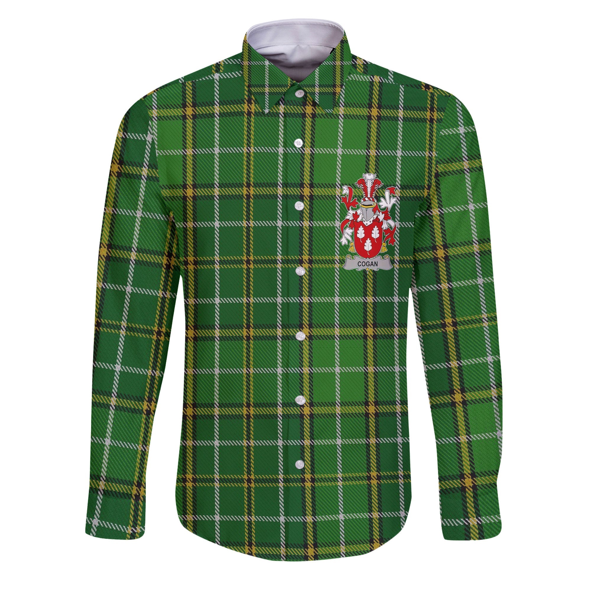 Cogan or O Cogan Long Sleeve Button Shirts Crest And National Plaid Style