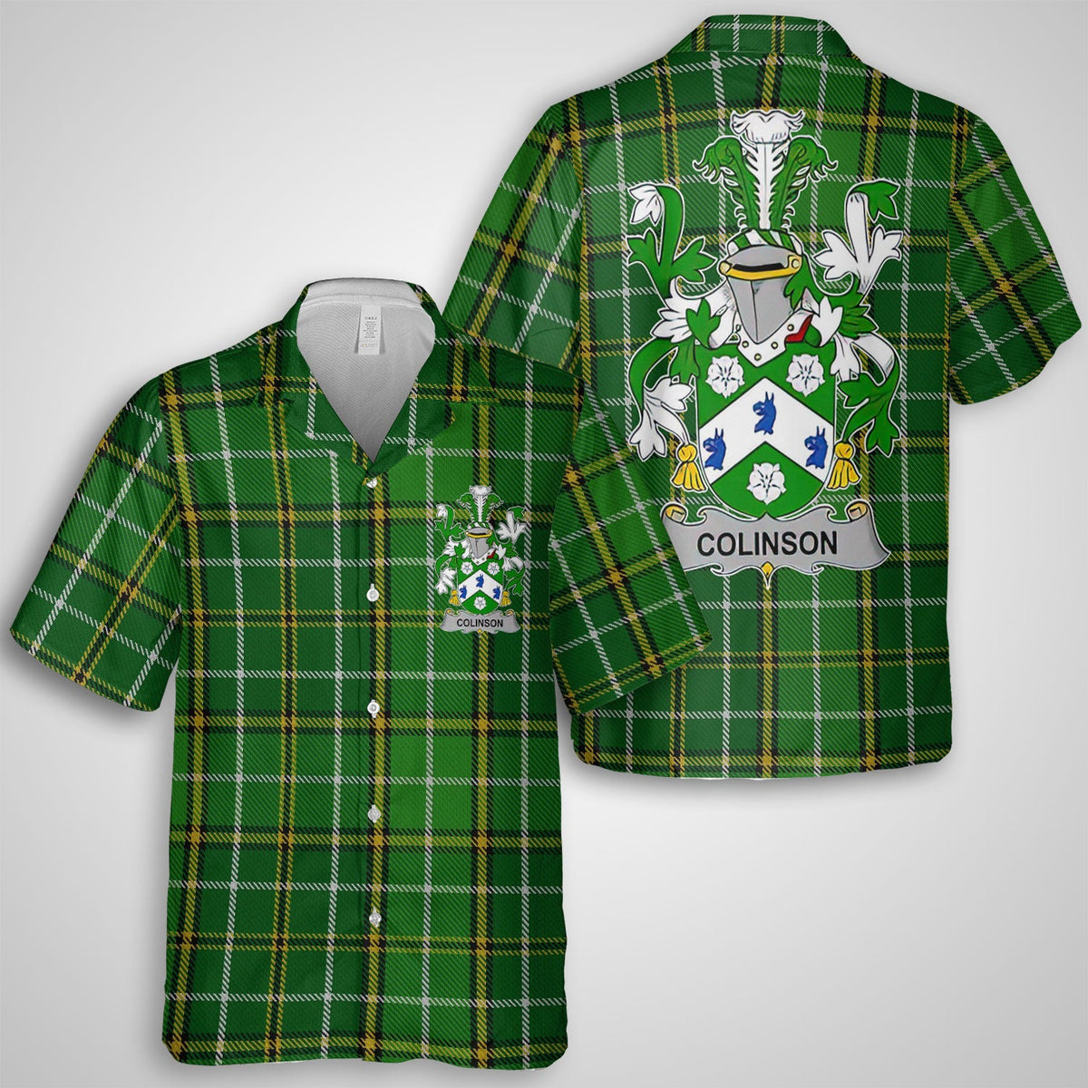 Colinson Hawaiian Shirts Crest And National Plaid Style