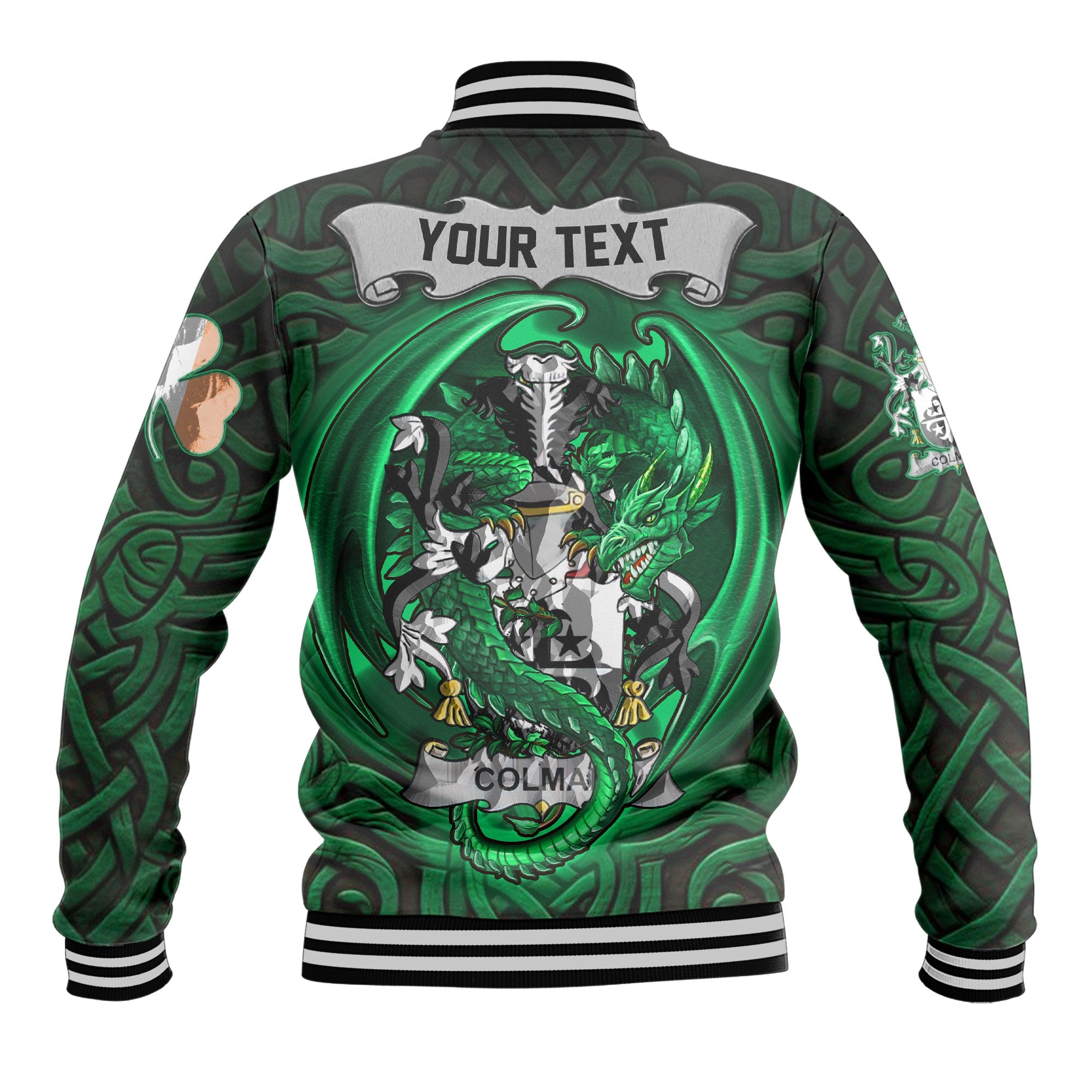 Colman or McColman Baseball Jackets The Green Dragon Of Ireland Style