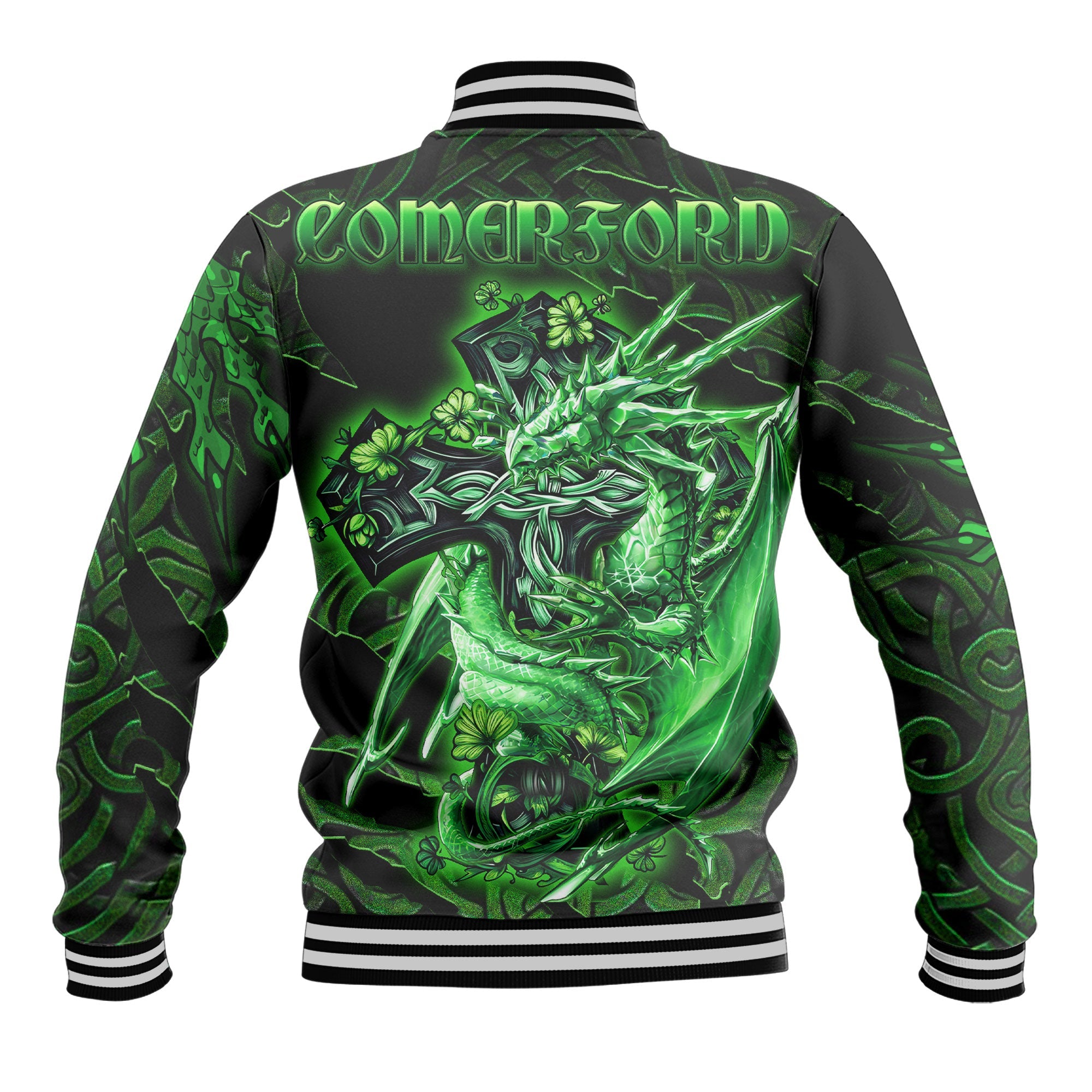 Comerford Baseball Jackets Celtic Cross And Dragon Style