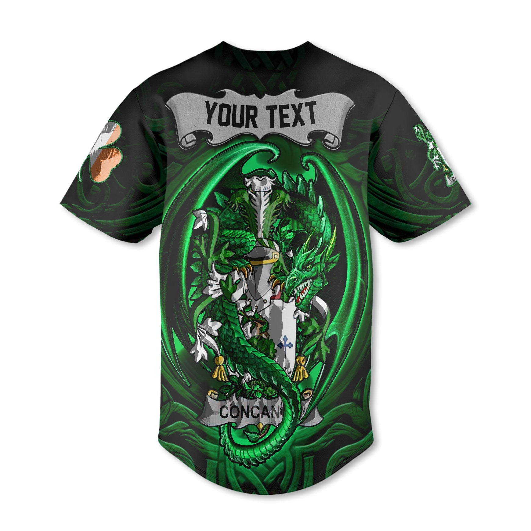 Concanon or O Concanon Baseball Jerseys The Green Dragon Of Ireland Style