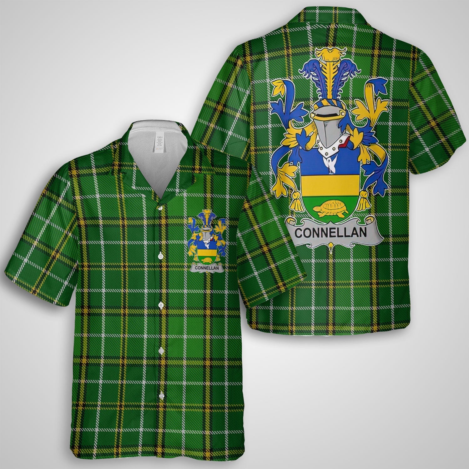 Connellan or O Connellan Hawaiian Shirts Crest And National Plaid Style