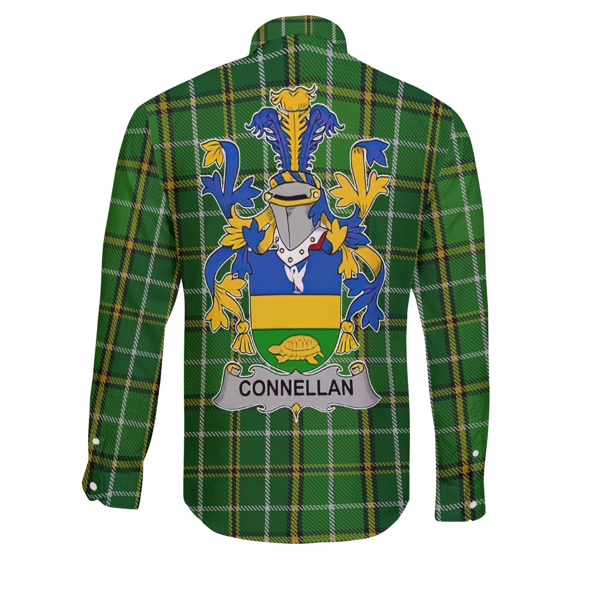 Connellan or O Connellan Long Sleeve Button Shirts Crest And National Plaid Style