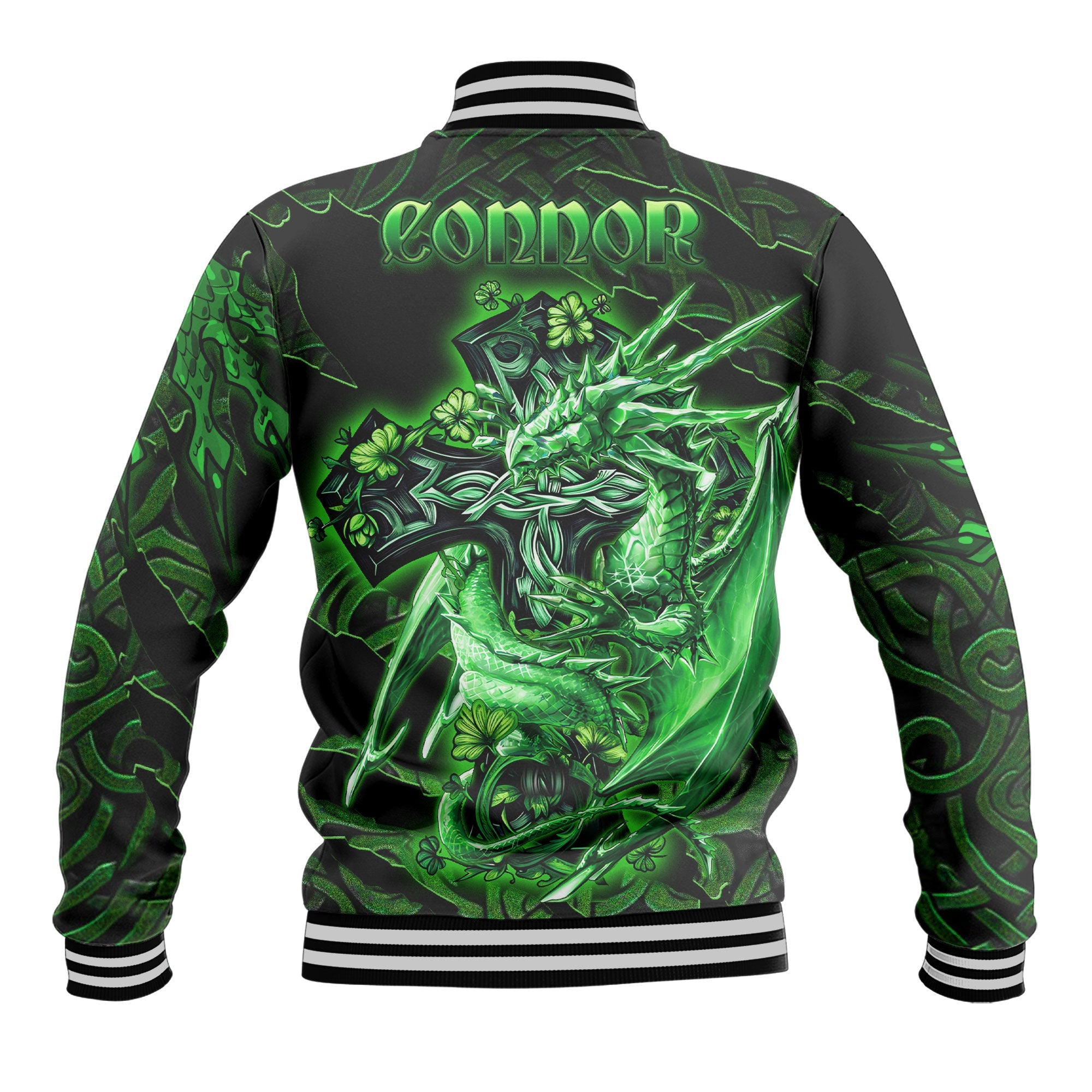 Connor or O Connor Corcomroe Baseball Jackets Celtic Cross And Dragon Style