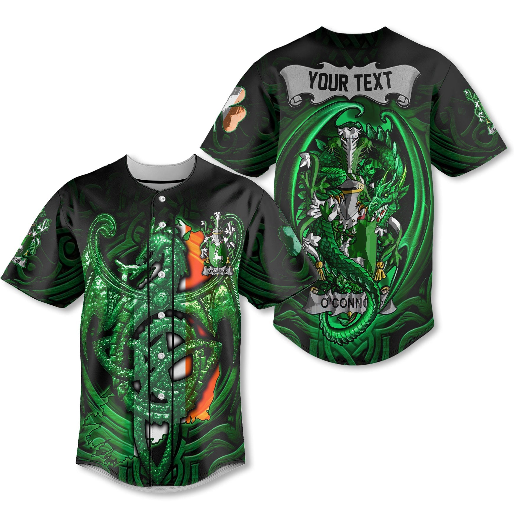 Connor or O Connor Corcomroe Baseball Jerseys The Green Dragon Of Ireland Style