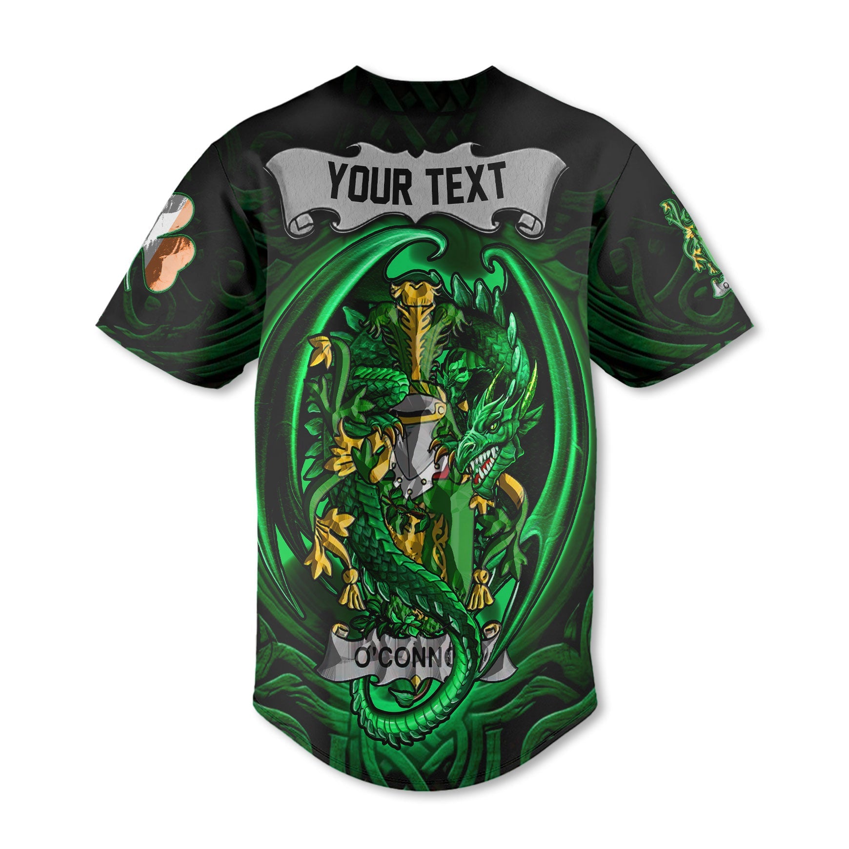 Connor or O Connor Kerry Baseball Jerseys The Green Dragon Of Ireland Style