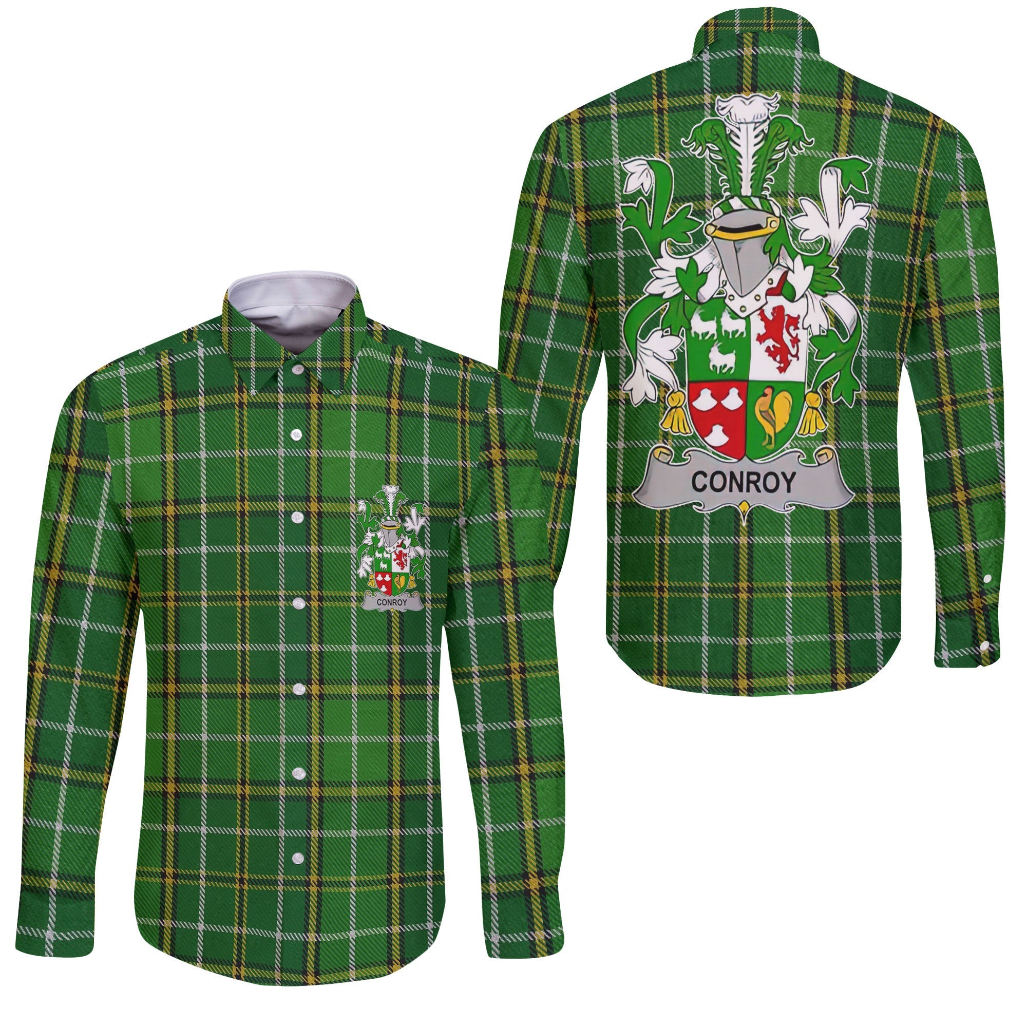Conroy or O Conry Long Sleeve Button Shirts Crest And National Plaid Style