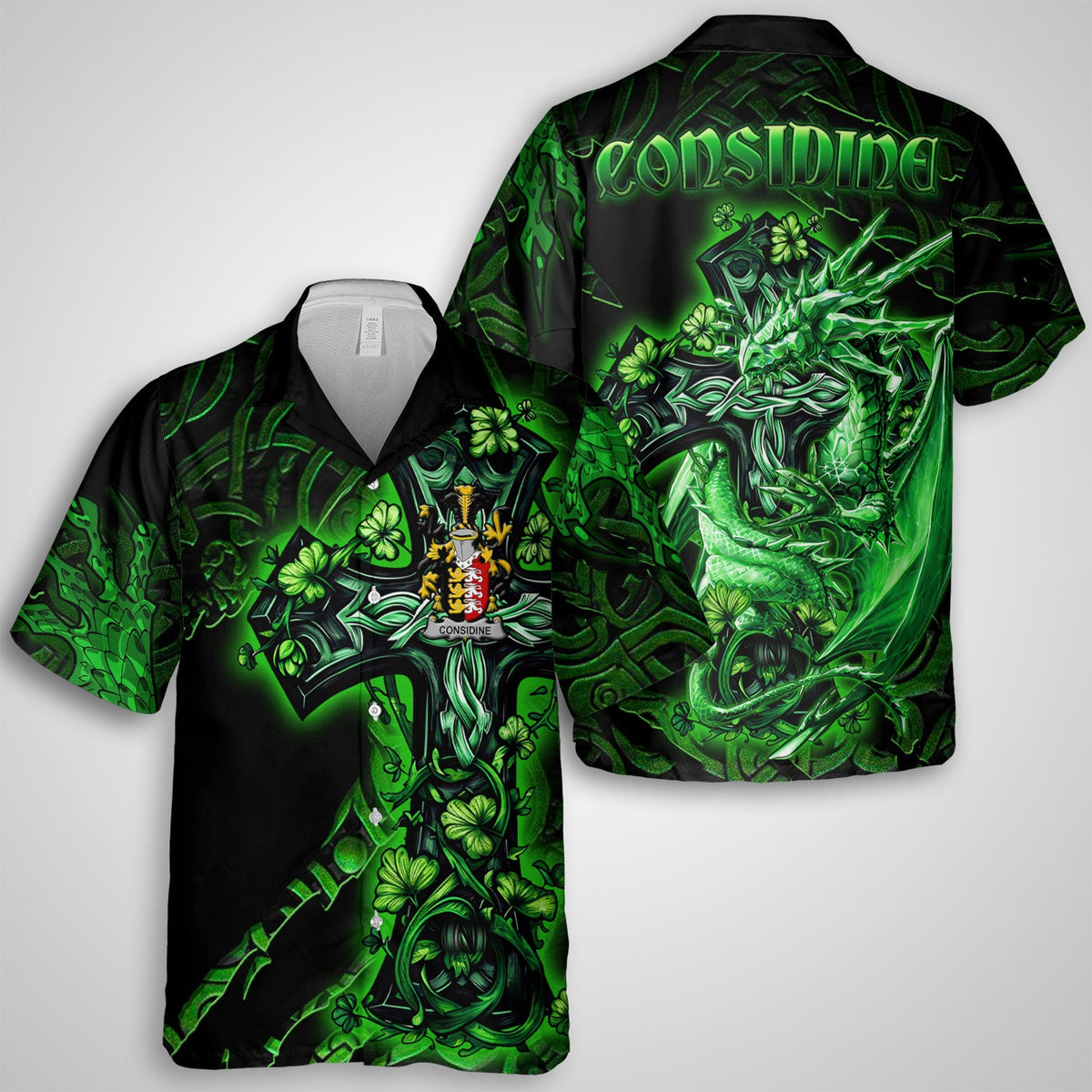 Considine or McConsidine Hawaiian Shirts Celtic Cross And Dragon Style