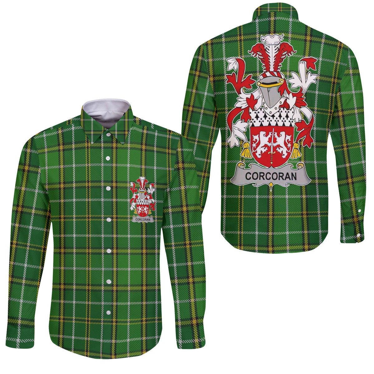 Corcoran or McCorcoran Long Sleeve Button Shirts Crest And National Plaid Style