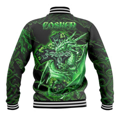 Cosker or McCosker Baseball Jackets Celtic Cross And Dragon Style