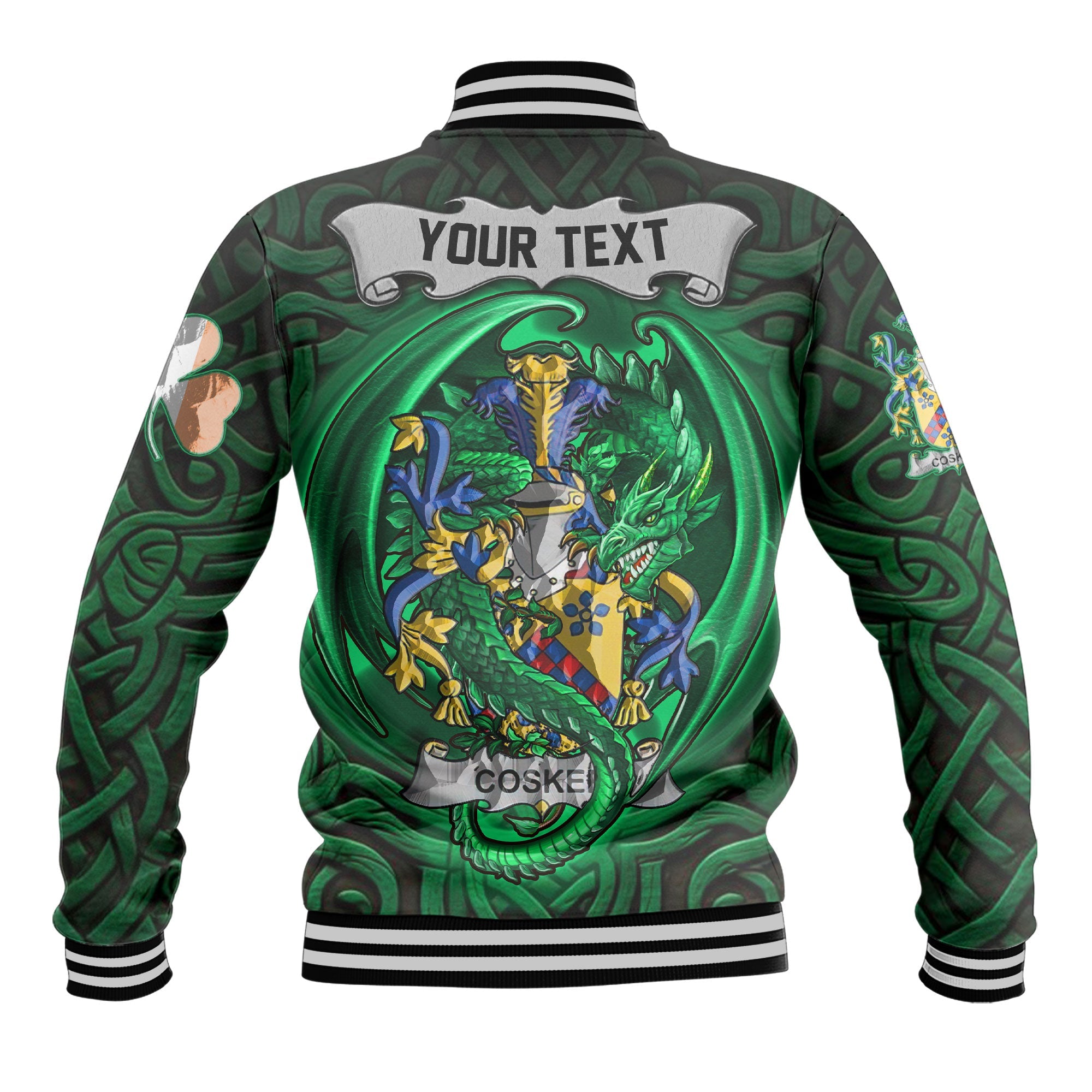 Cosker or McCosker Baseball Jackets The Green Dragon Of Ireland Style