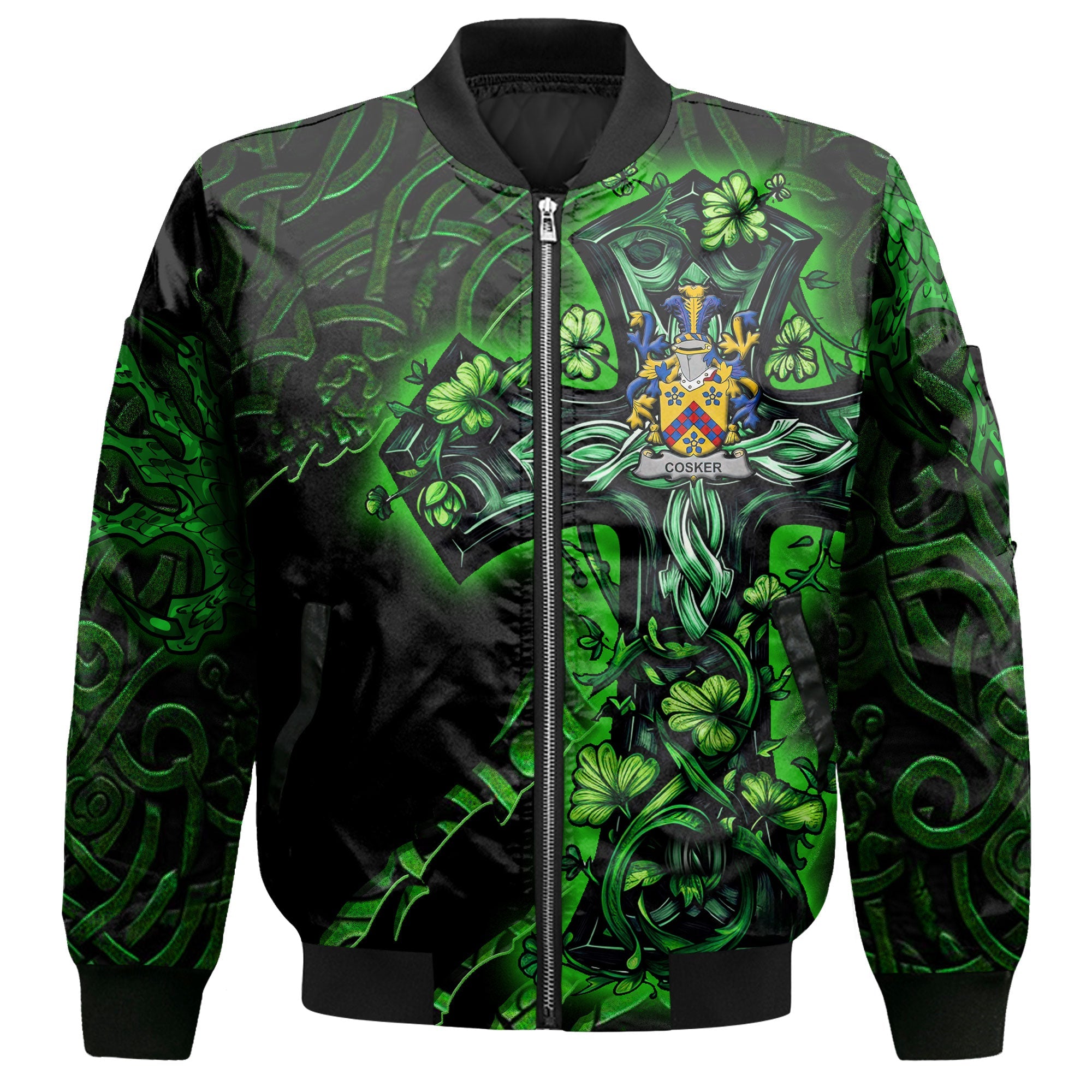 Cosker or McCosker Bomber Jackets Celtic Cross And Dragon Style