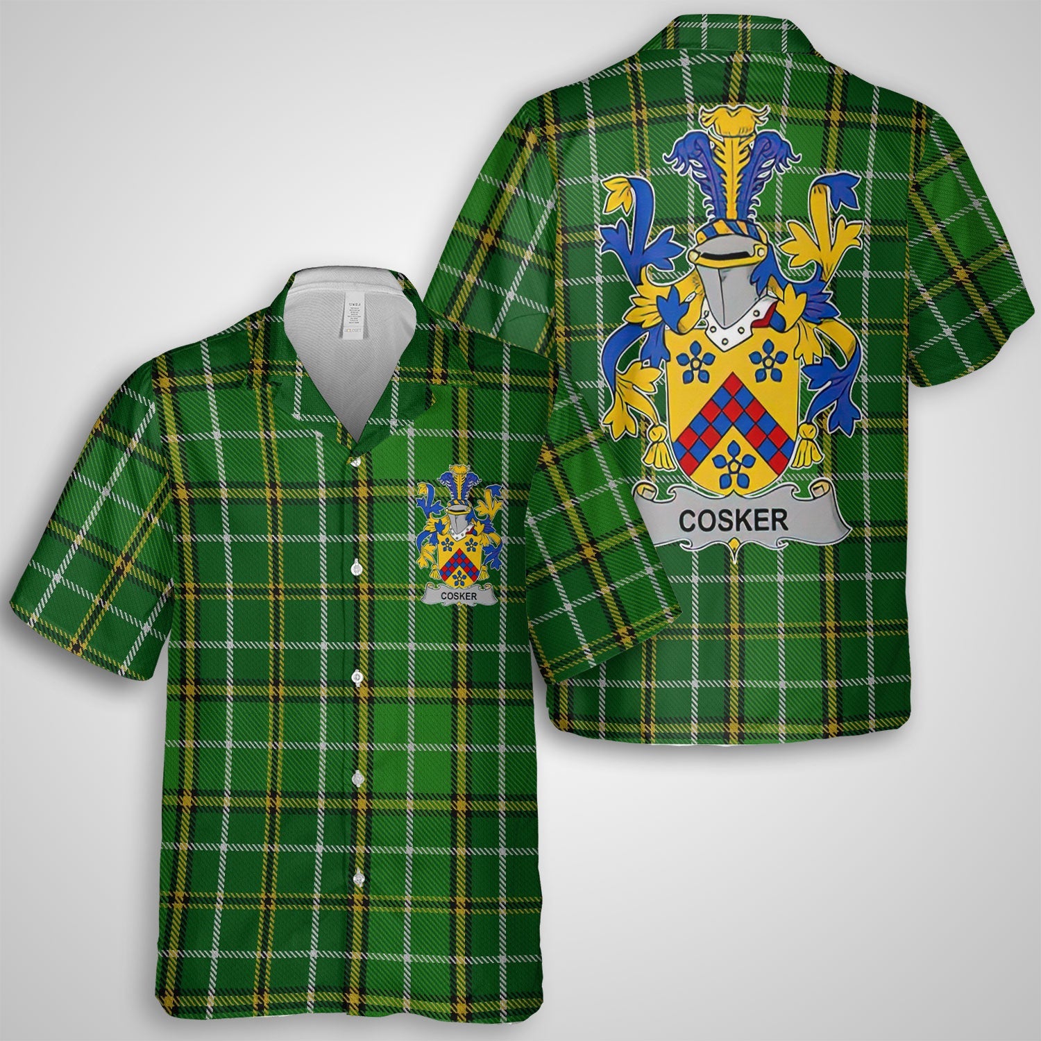 Cosker or McCosker Hawaiian Shirts Crest And National Plaid Style