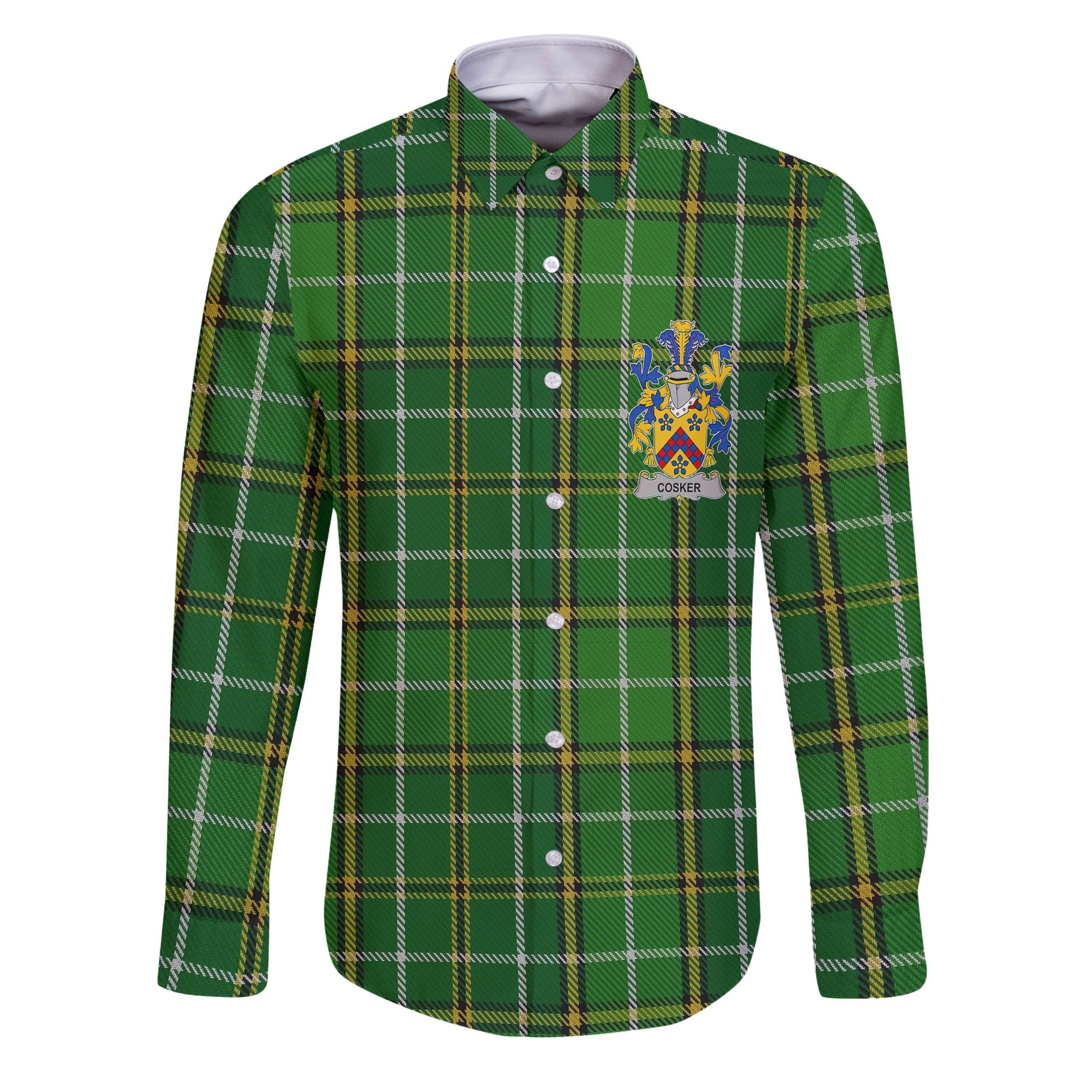 Cosker or McCosker Long Sleeve Button Shirts Crest And National Plaid Style