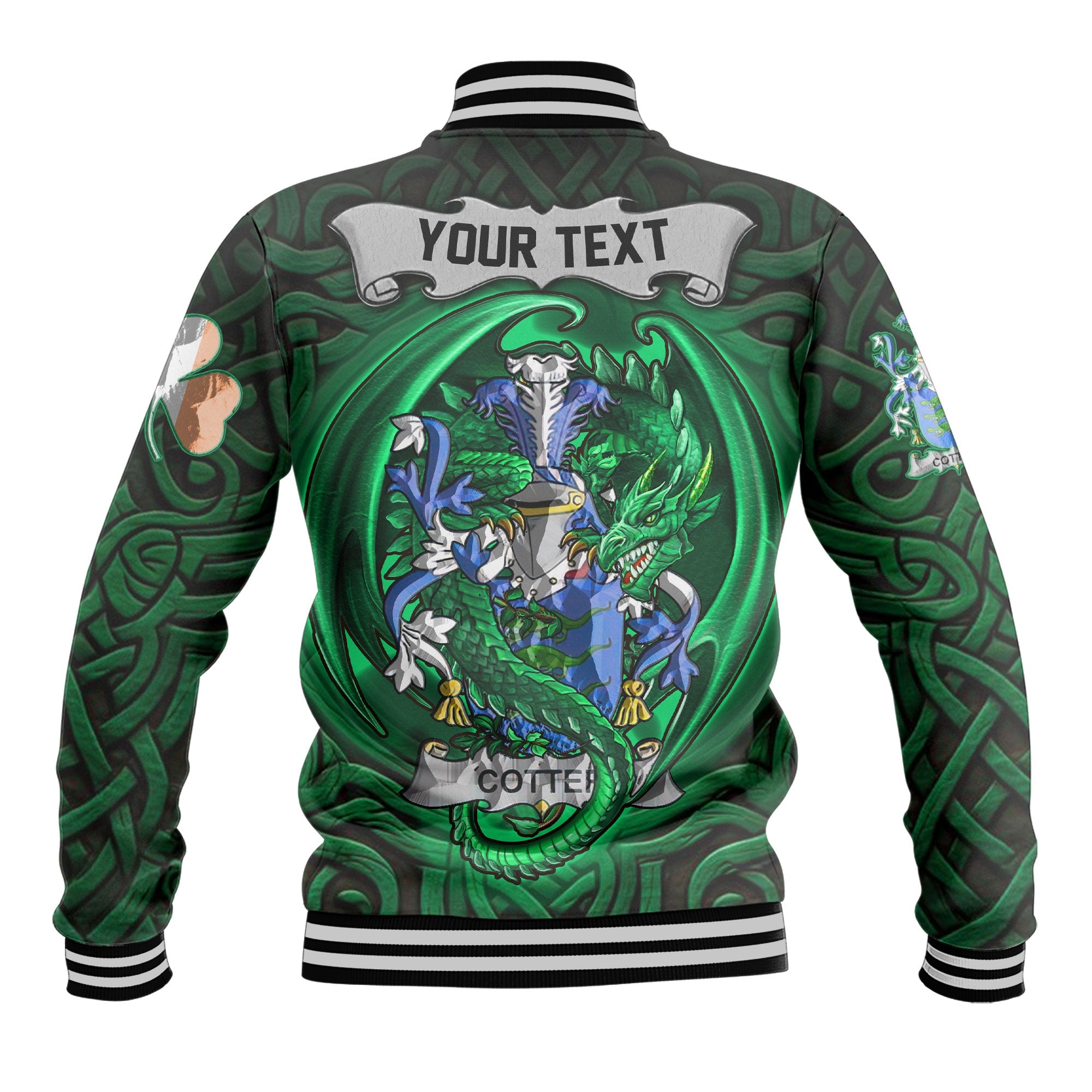 Cotter or MacCotter Baseball Jackets The Green Dragon Of Ireland Style