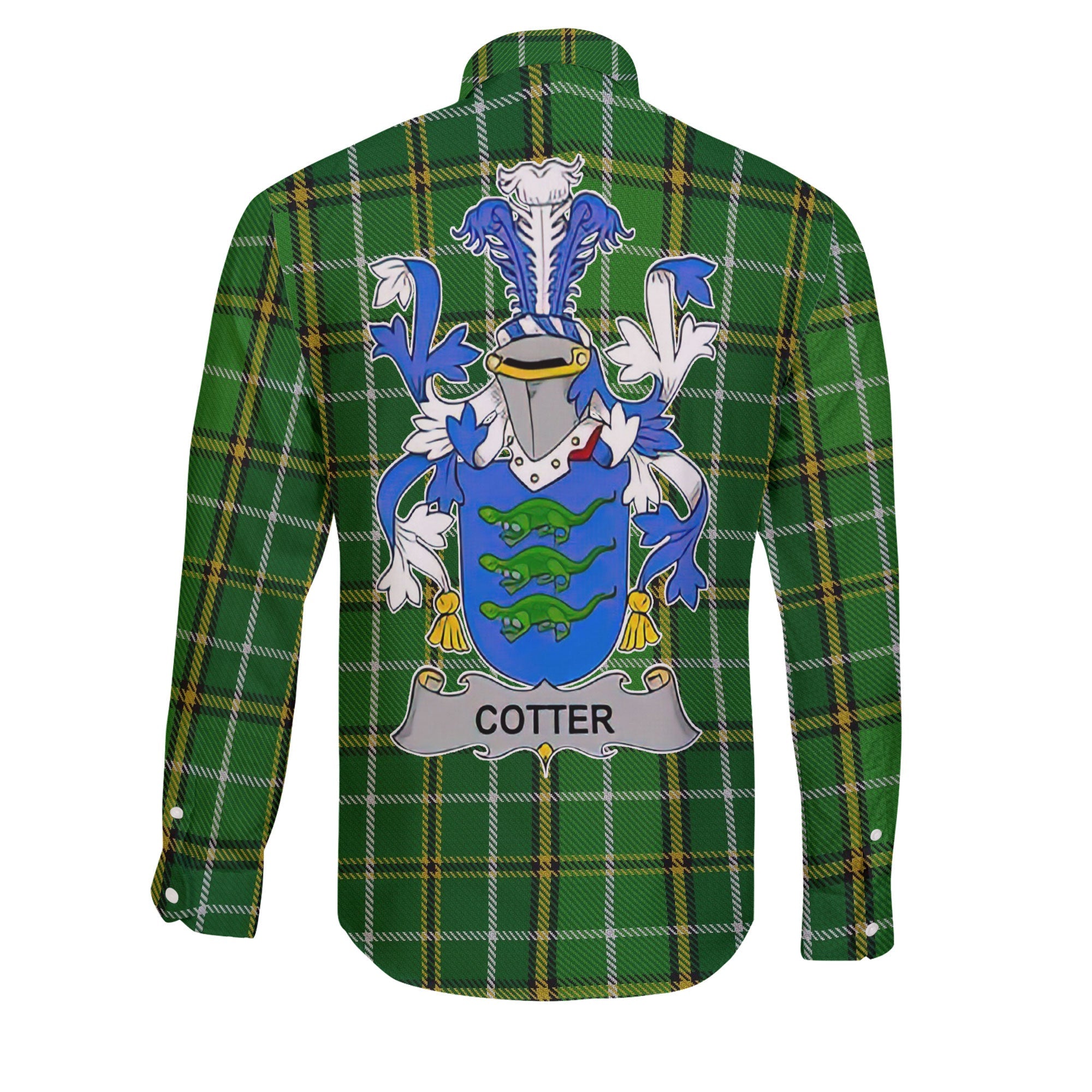 Cotter or MacCotter Long Sleeve Button Shirts Crest And National Plaid Style